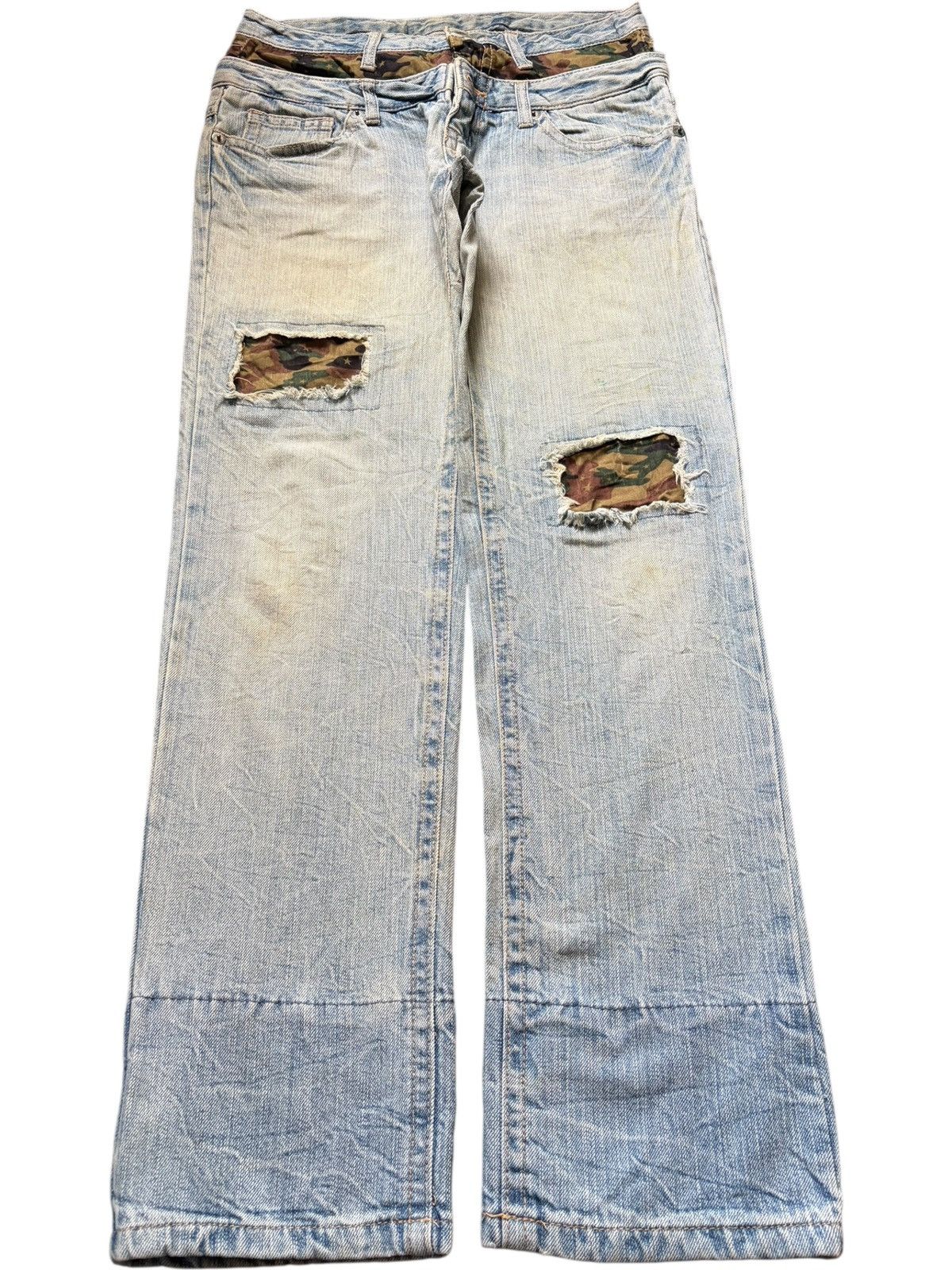 Issey Miyake Vintage Japanese Brand Double Waist Distressed Jeans Size 30" / US 8 / IT 44 - 1 Thumbnail