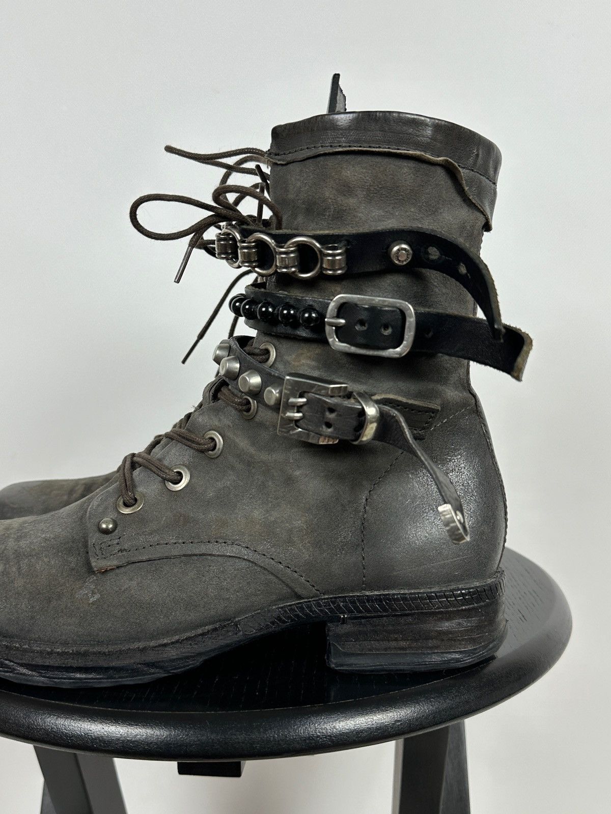 A.S.98 A.S.98. Airstep Grey Leather Biker Ankle Boots Size US 8 / IT 38 - 15 Thumbnail