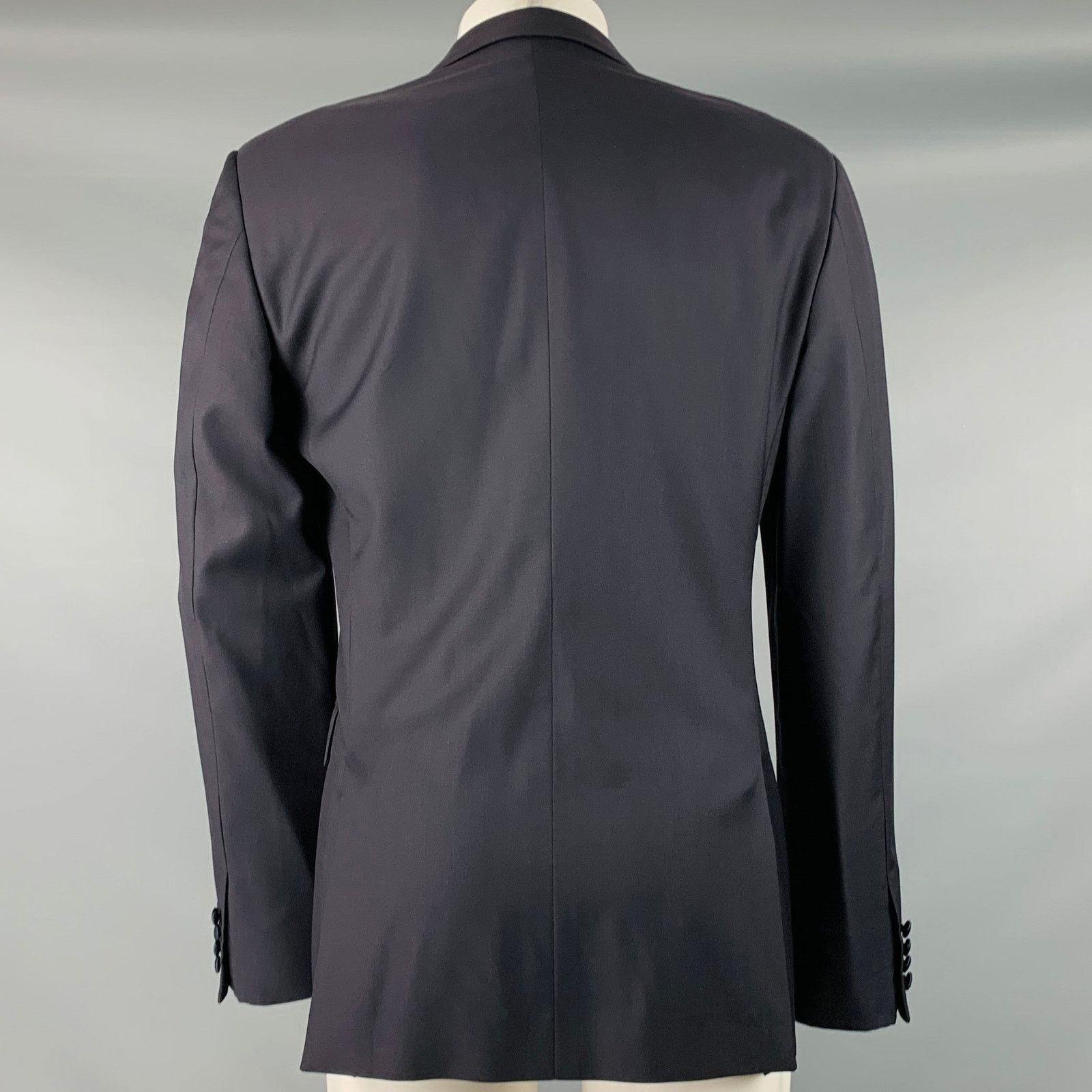 Calvin Klein Size 38 Black Wool Peak Lapel Sport Coat Size 38R - 4 Thumbnail