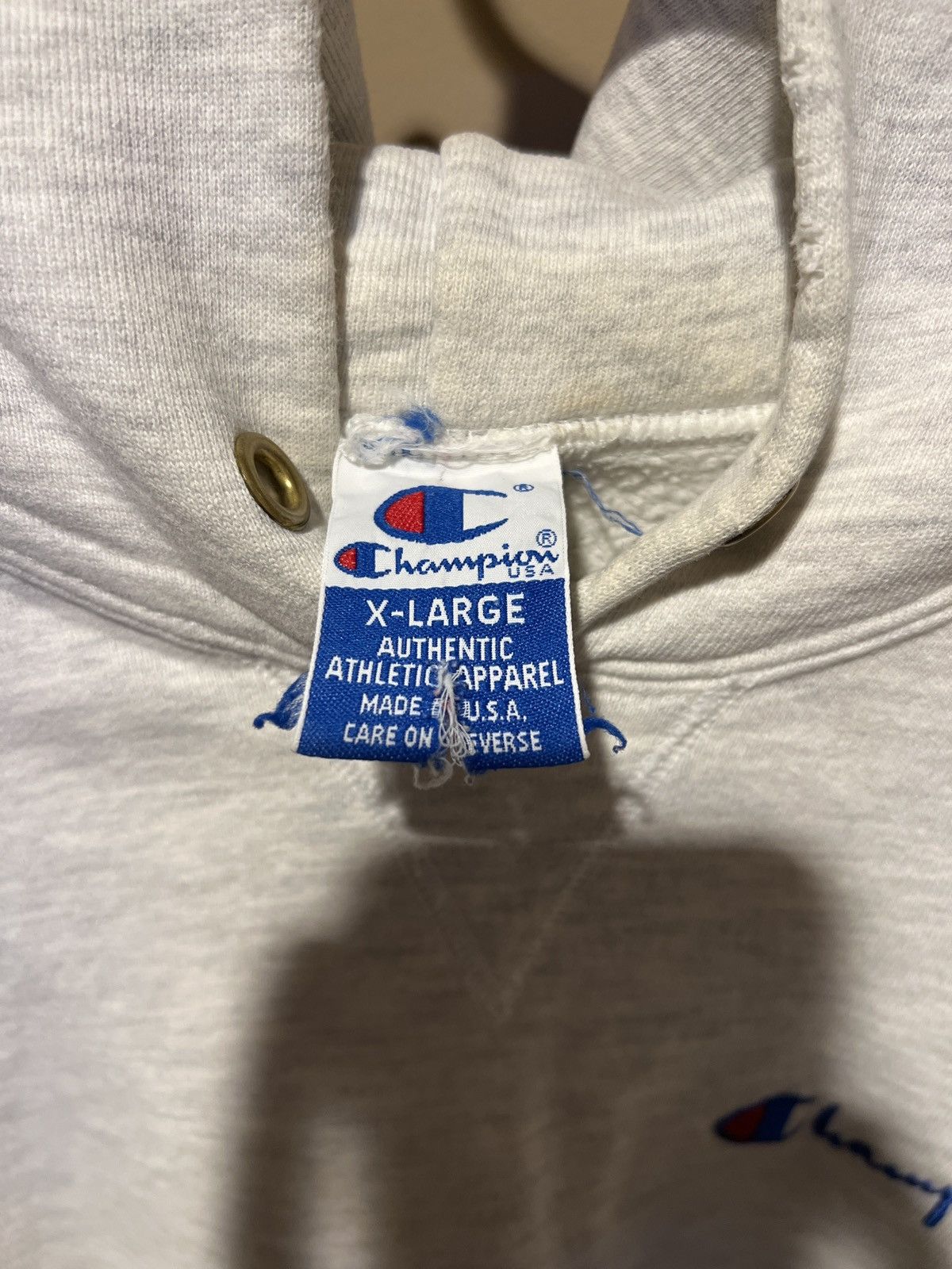 Champion Vintage Champion Grey Blank Spellout Hoodie 1990s Size US XL / EU 56 / 4 - 6 Thumbnail