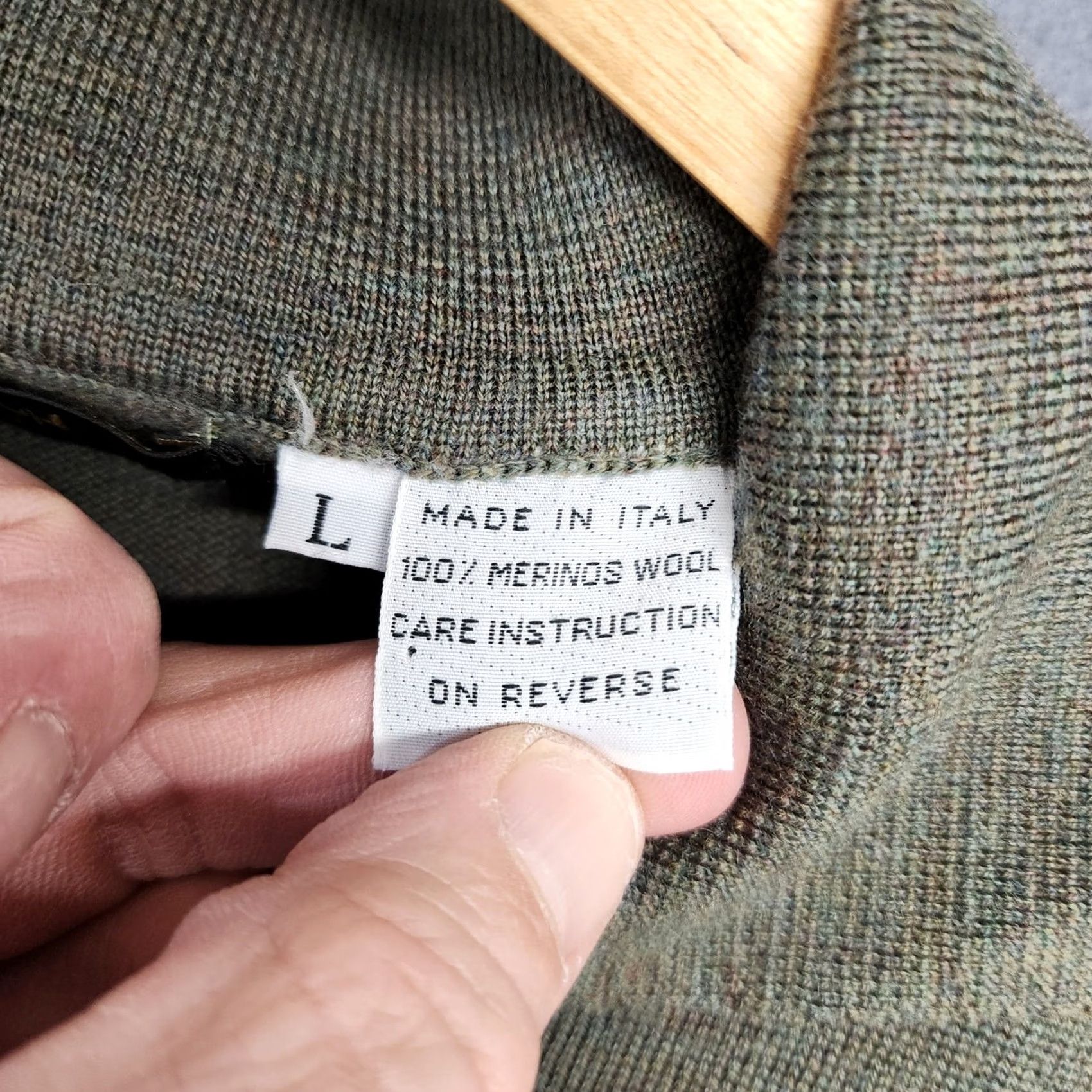 Vintage VINTAGE Bachrach Shirt Mens Large Green Merino Wool Polo Henley Italy Size US L / EU 52-54 / 3 - 4 Thumbnail