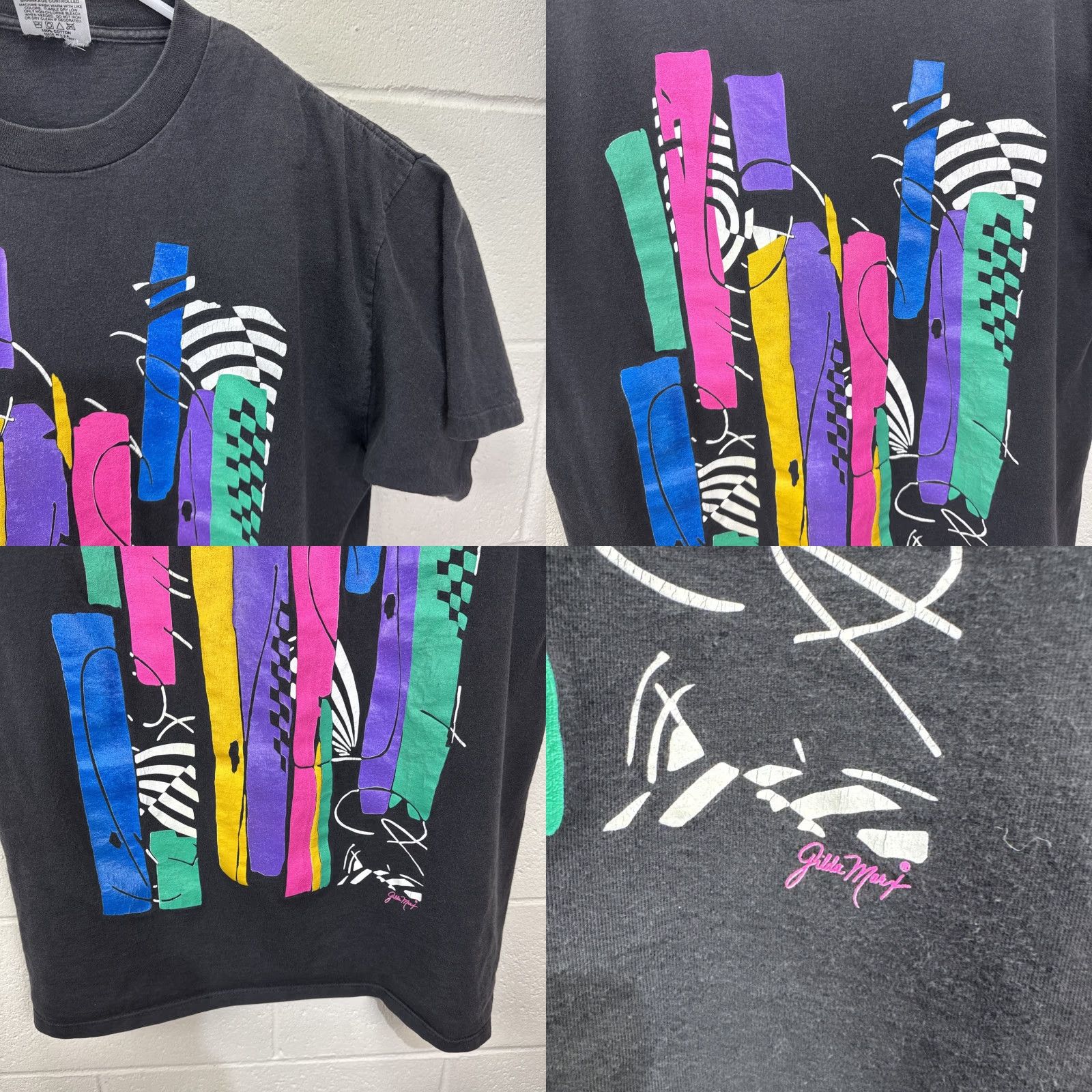 Gildan VINTAGE Gilda Marx 90s Art T-Shirt Men XL Black Graphic Abstract Painting Short Sleeve USA Size US XL / EU 56 / 4 - 8 Thumbnail
