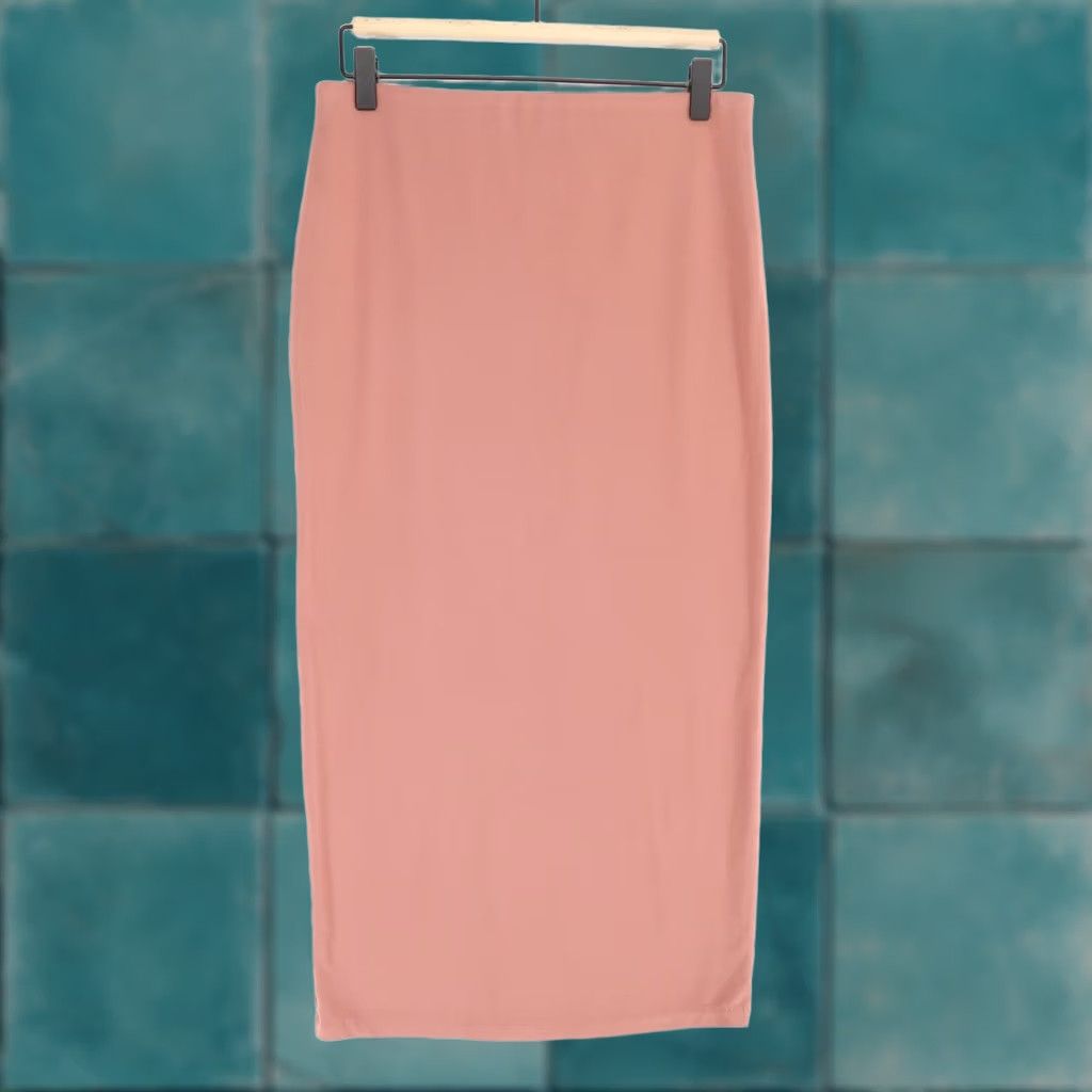 Vintage Hatch Skirt Womens S Pink Midi Pencil Maternity Bamboo Viscose Stretch Solid Size 28" / US 6 / IT 42 - 1 Thumbnail