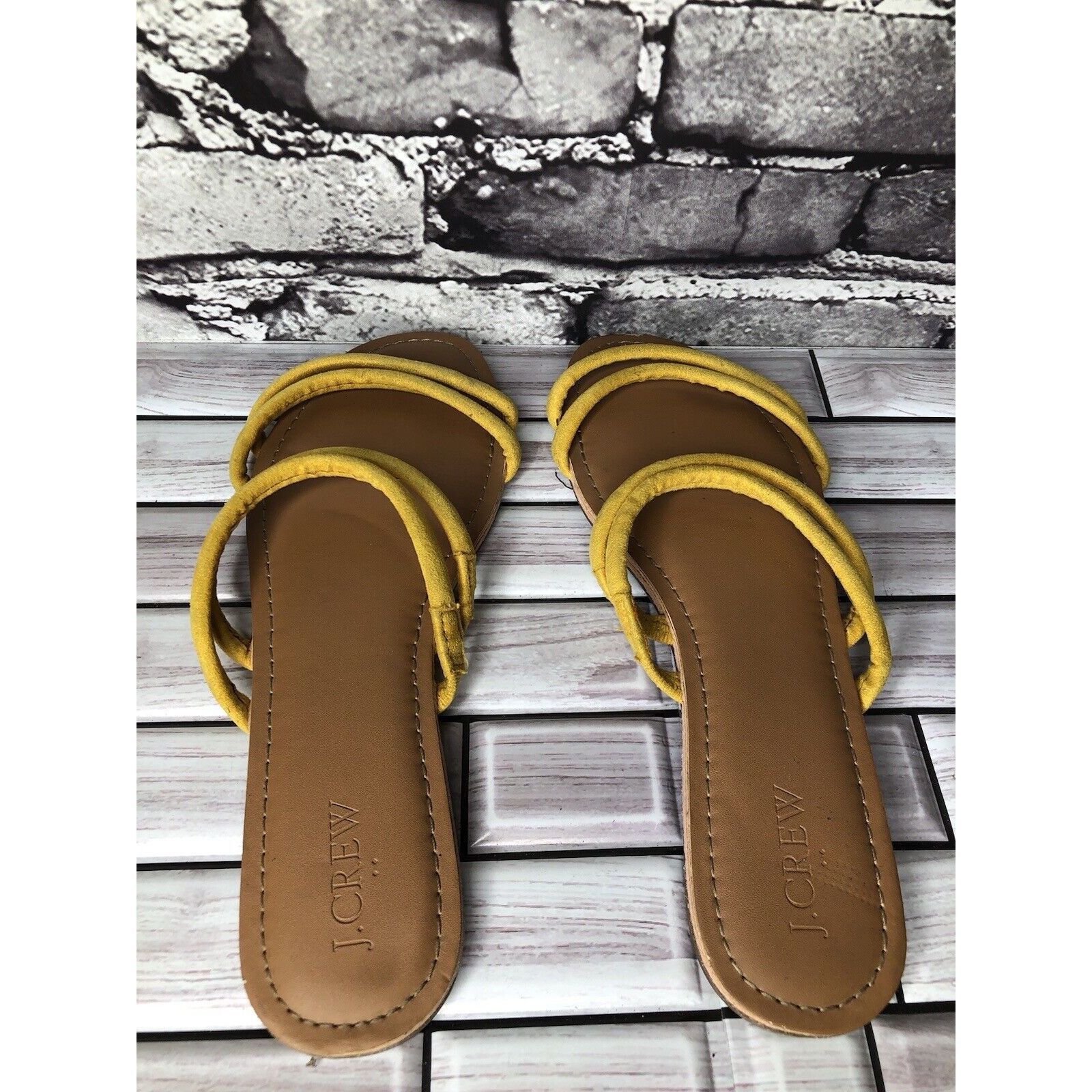 J.Crew J. Crew Factory Seaside Yellow Suede Double Strap Slides San Size US 9 / IT 39 - 6 Thumbnail