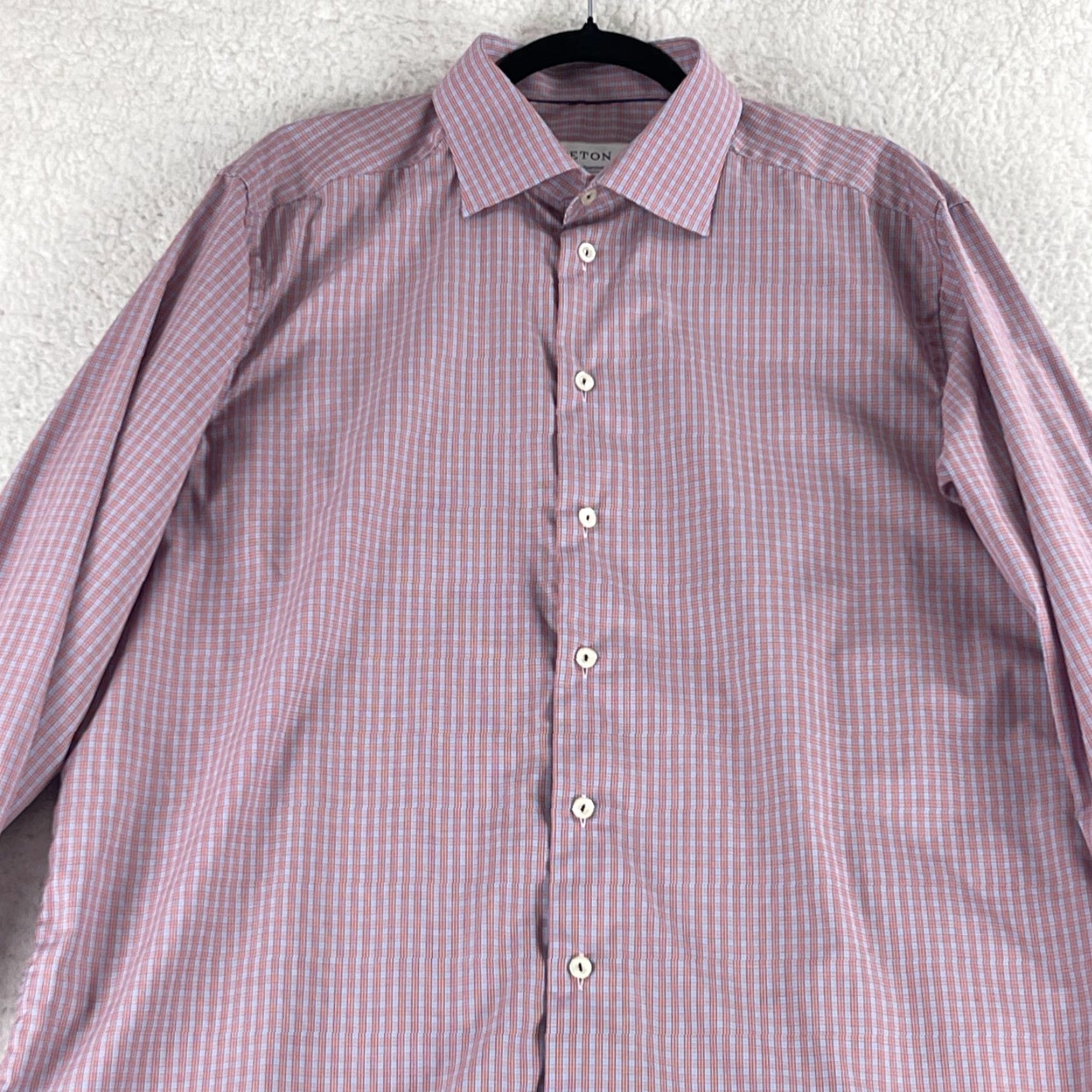 Eton Eton Red Plaid Contemporary Button-Up Shirt Mens XL Long Sleeve 100% Cotton Size US XL / EU 56 / 4 - 2 Thumbnail