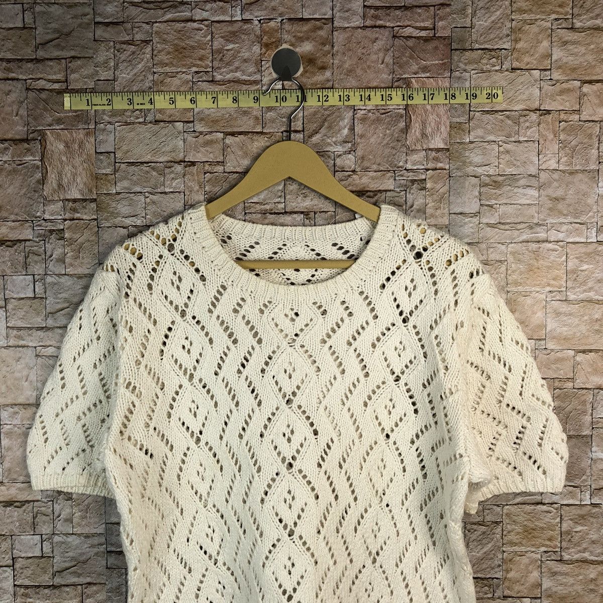 Japanese Brand × Vintage Japanese Brand White crochet mesh net Knitwear #A857 Size S / US 4 / IT 40 - 2 Thumbnail