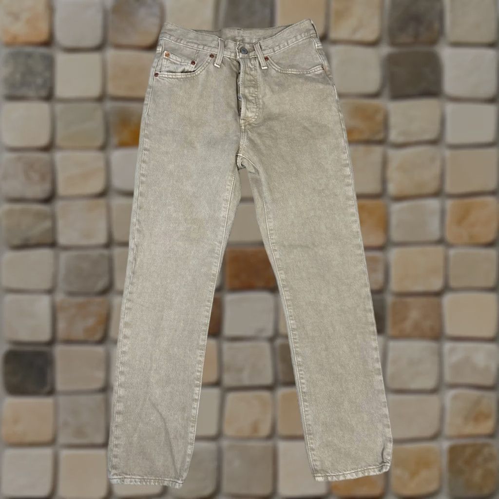 Levi's Levi'S 501 Jeans Womens 27 Beige Denim Classic Fit Acid Wash Logo Cotton 26x29 Size 27" / US 4 / IT 40 - 1 Thumbnail