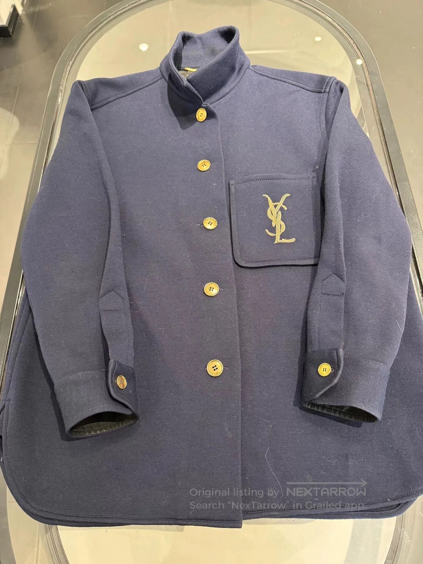 Saint Laurent Paris Saint Laurent Navy Gold Logo Blazer. Size S / US 4 / IT 40 - 1 Thumbnail