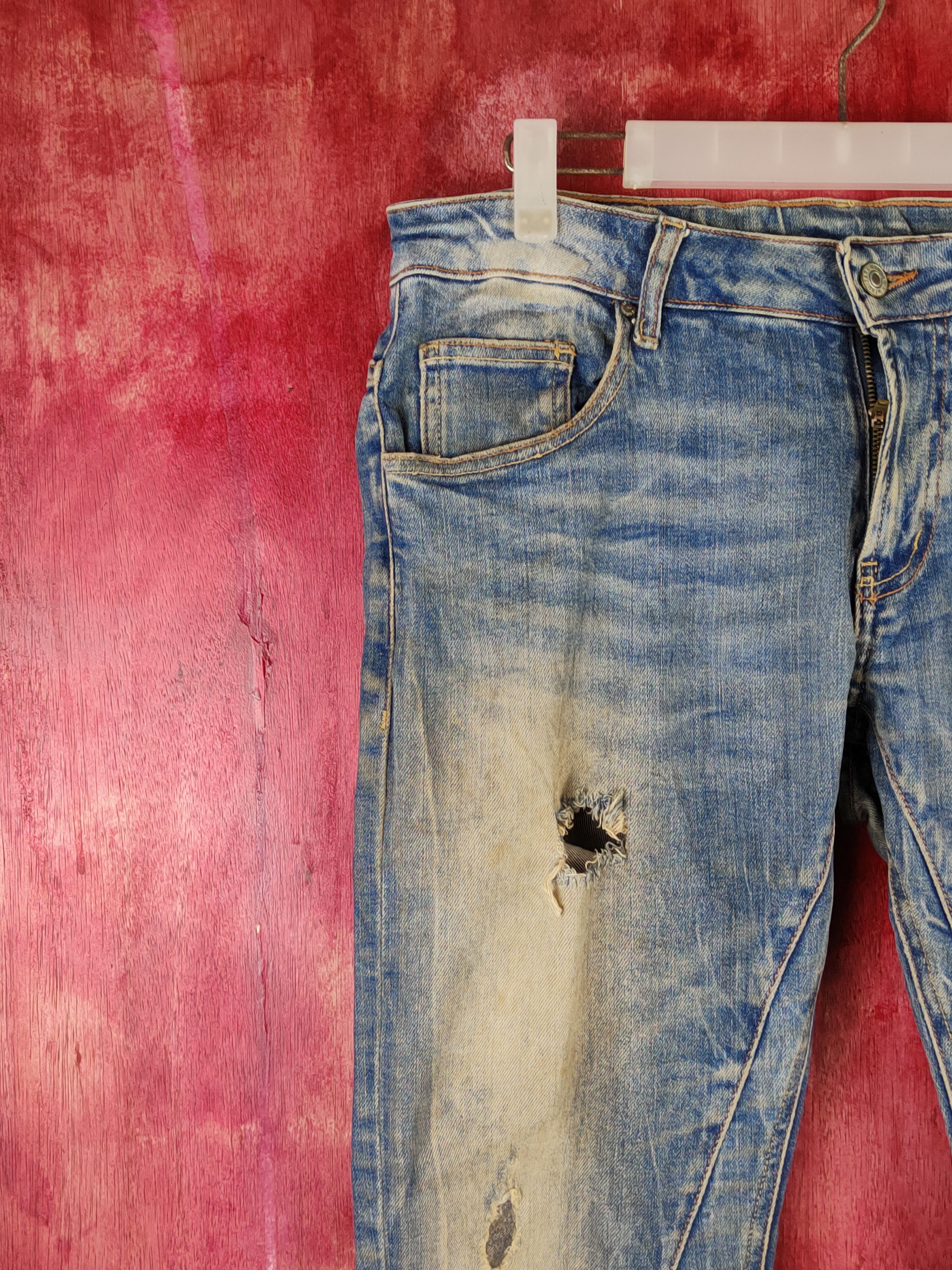 Japanese Brand Zara Man vintage Blue Faded Distressed jeans Denim #S1532 Size US 31 - 3 Thumbnail