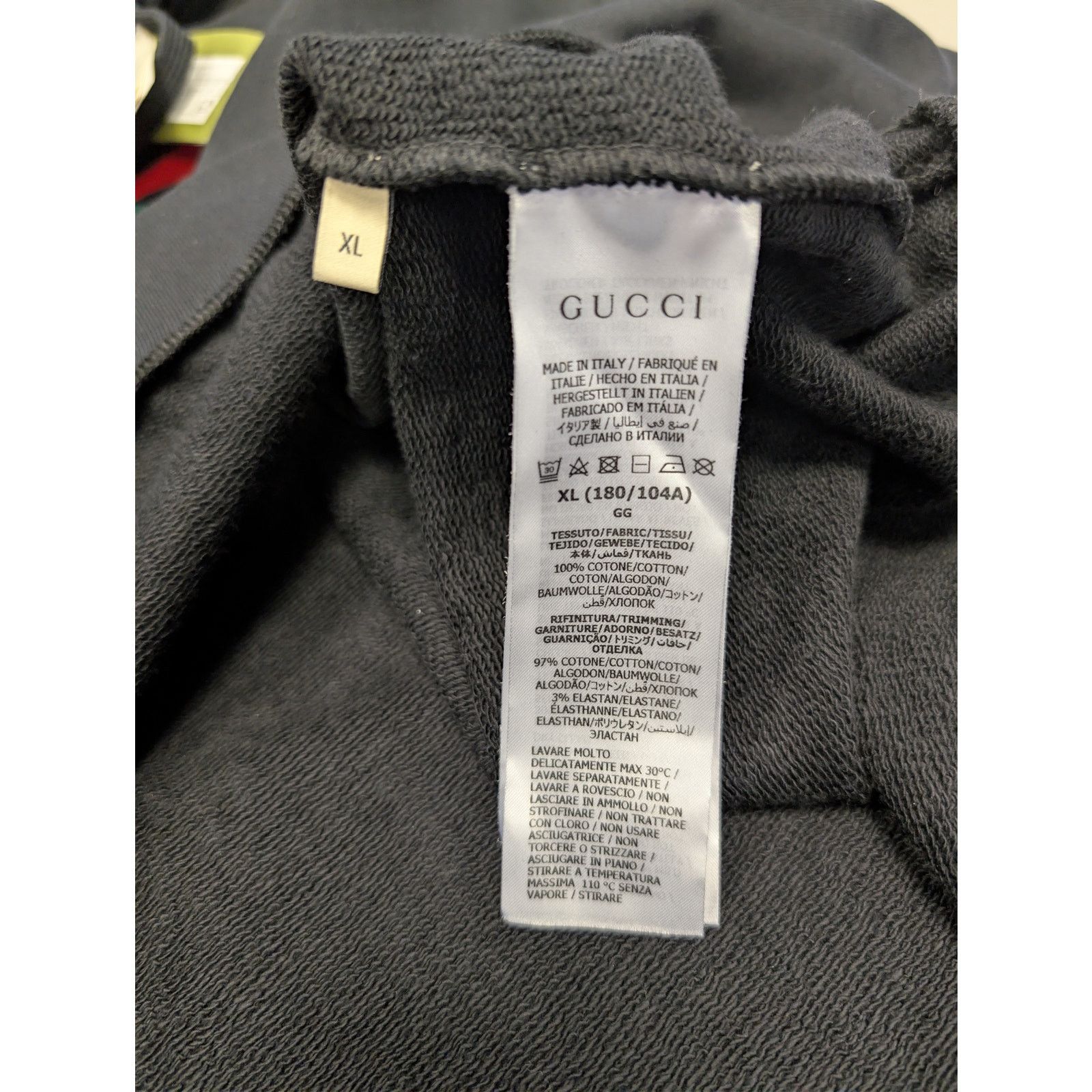 Gucci o1rshd1 Light Felted Cotton Jersey Hooded Sweatshirt Black Size US XL / EU 56 / 4 - 16 Thumbnail