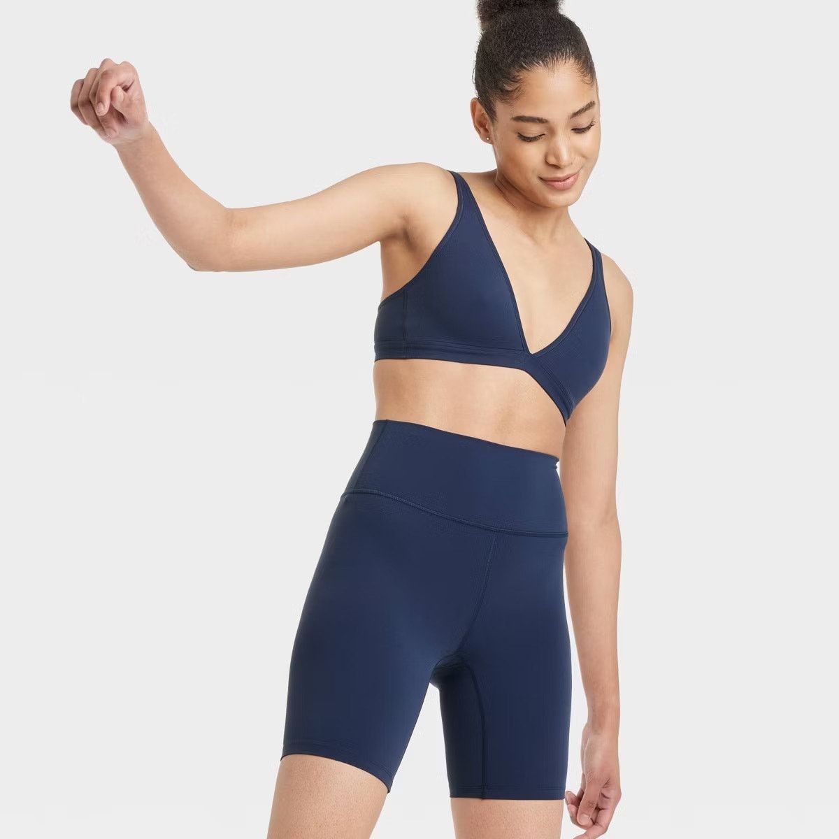 The Unbranded Brand High-Rise Bike Shorts 6” Inseam - All In Motion Navy Blue L Size 32" / US 10 / IT 46 - 3 Thumbnail