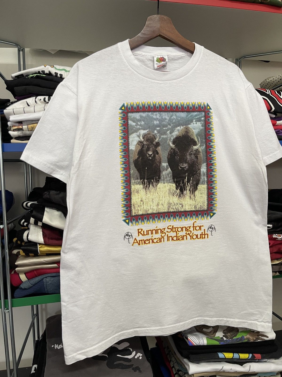 Vintage Vintage 90s Running Strong for America Indian Youth Tee Size US L / EU 52-54 / 3 - 2 Thumbnail