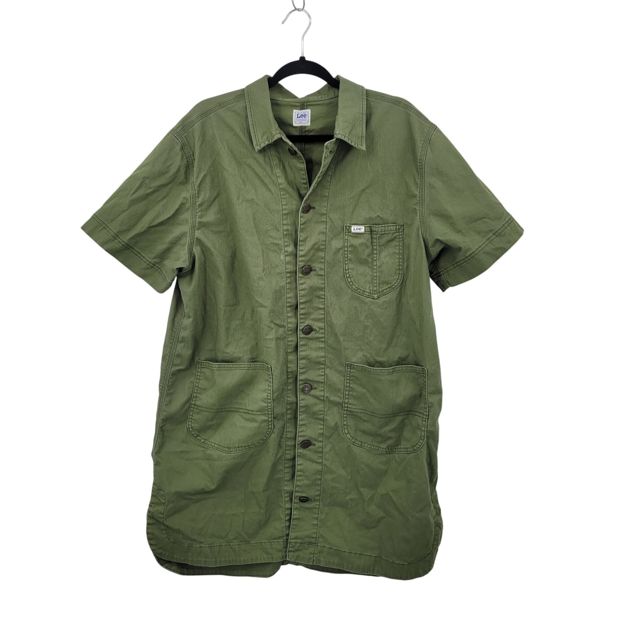 Lee Vtg Lee Workwear Army Green Pinafore Denim Utility Shirt Dre Size L / US 10 / IT 46 - 12 Thumbnail