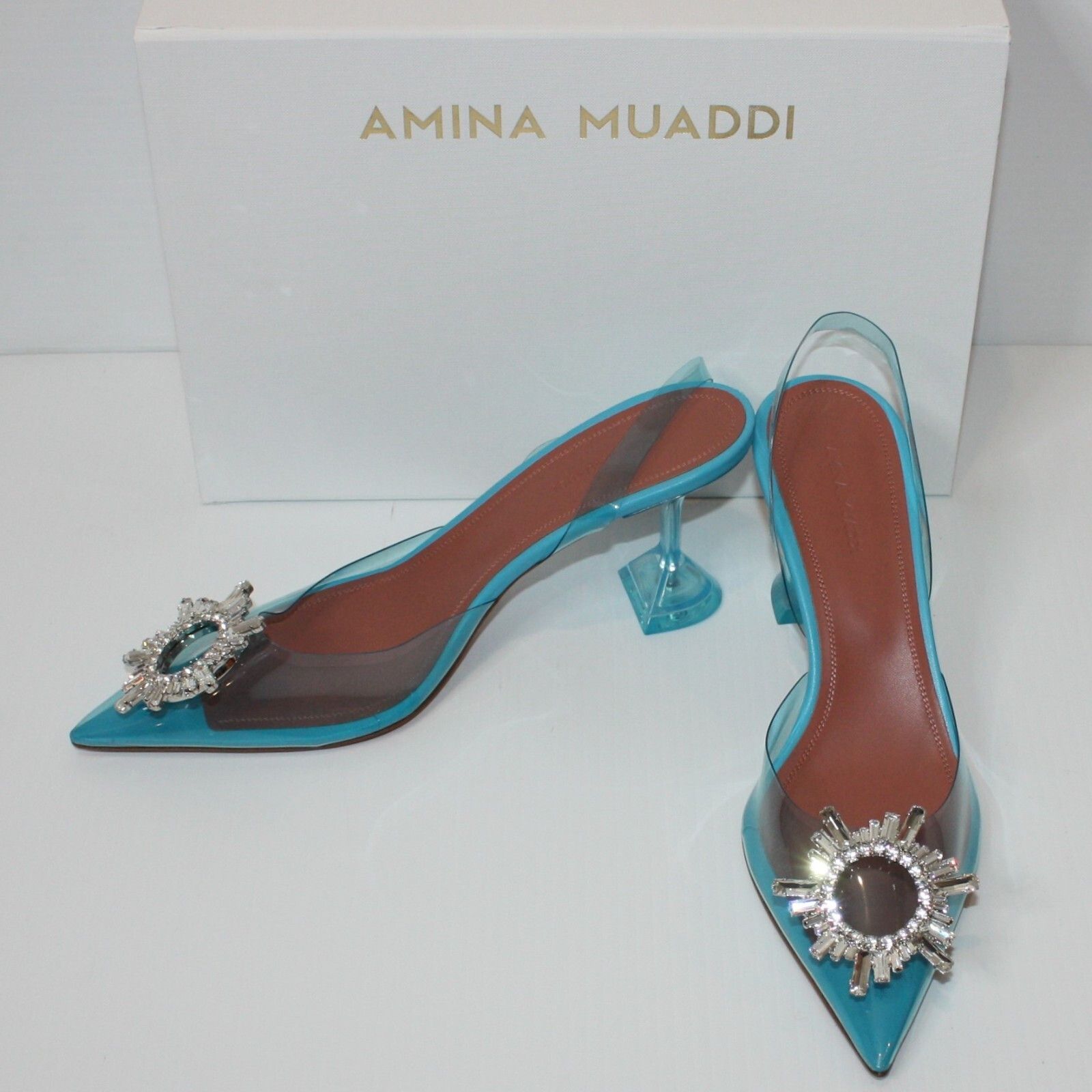 Amina Muaddi Begum Glass Pointed Toe Slingback Shoes US 10 / EU 40 $1220 Size US 10 / IT 40 - 7 Thumbnail