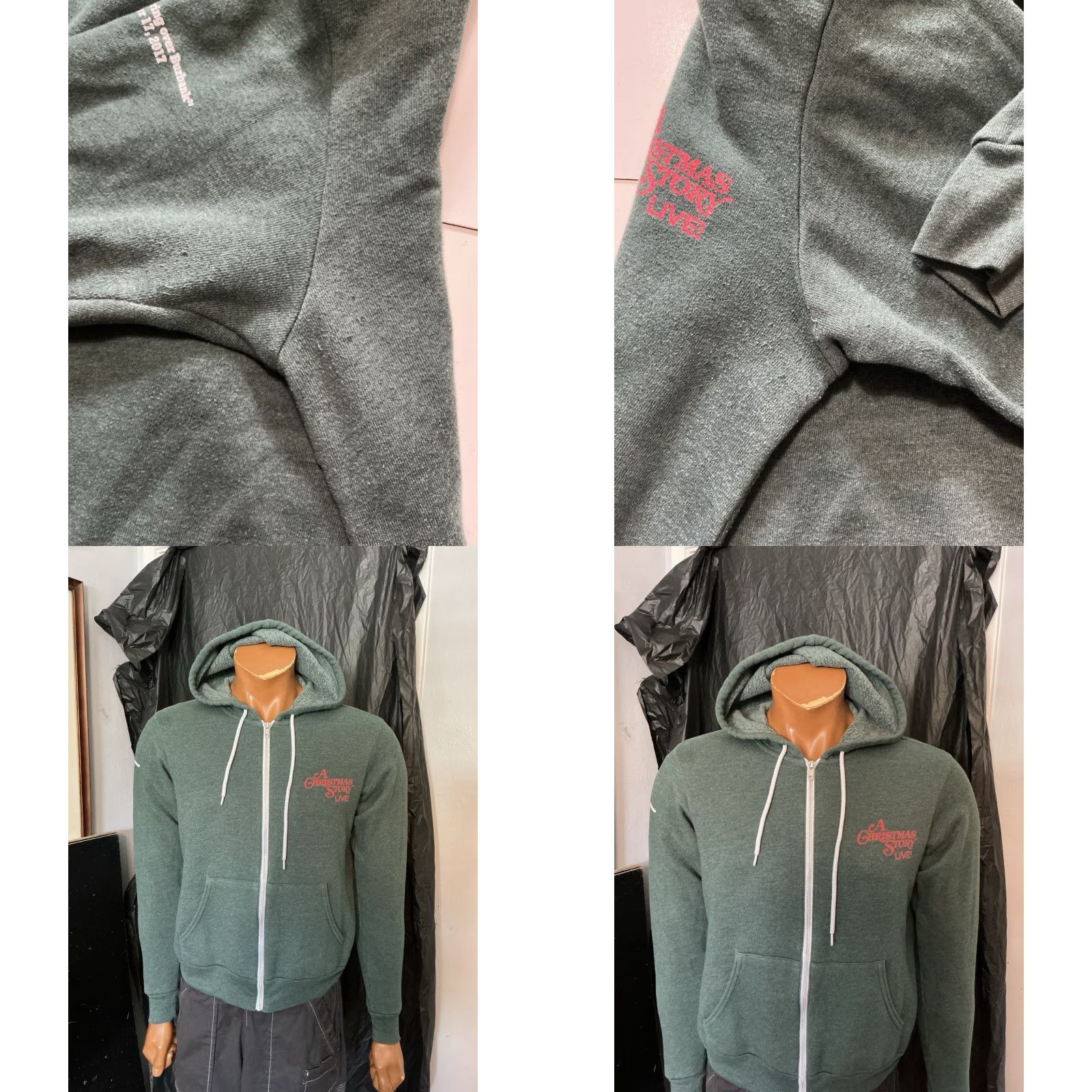 Vintage A Christmas Story Live! 2017 Musical Comedy Official Merch Full Zip Green Fleece Hoodie Sz. S Mens Hoodie Size US S / EU 44-46 / 1 - 8 Thumbnail