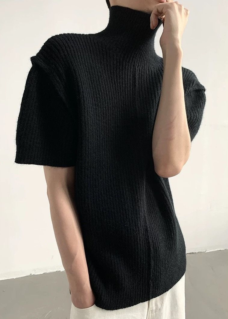 Japanese Brand × Vintage Cleanfit retro high neck ribbed short sleeve knit shirt Size US M / EU 48-50 / 2 - 1 Thumbnail