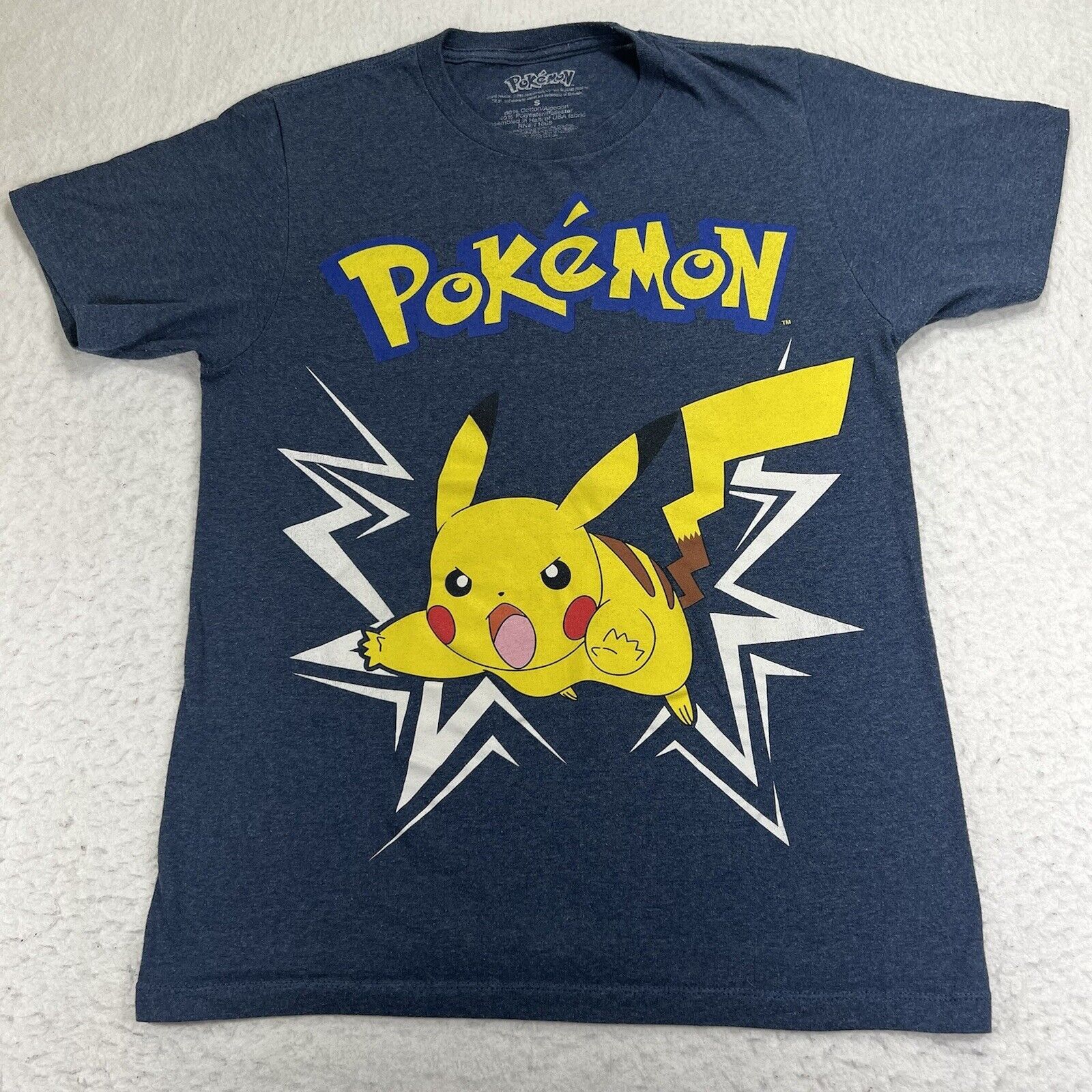 Nintendo Pokemon Small Pikachu Kanto Short Sleeve Blue Graphic TShirt Size US S / EU 44-46 / 1 - 1 Thumbnail