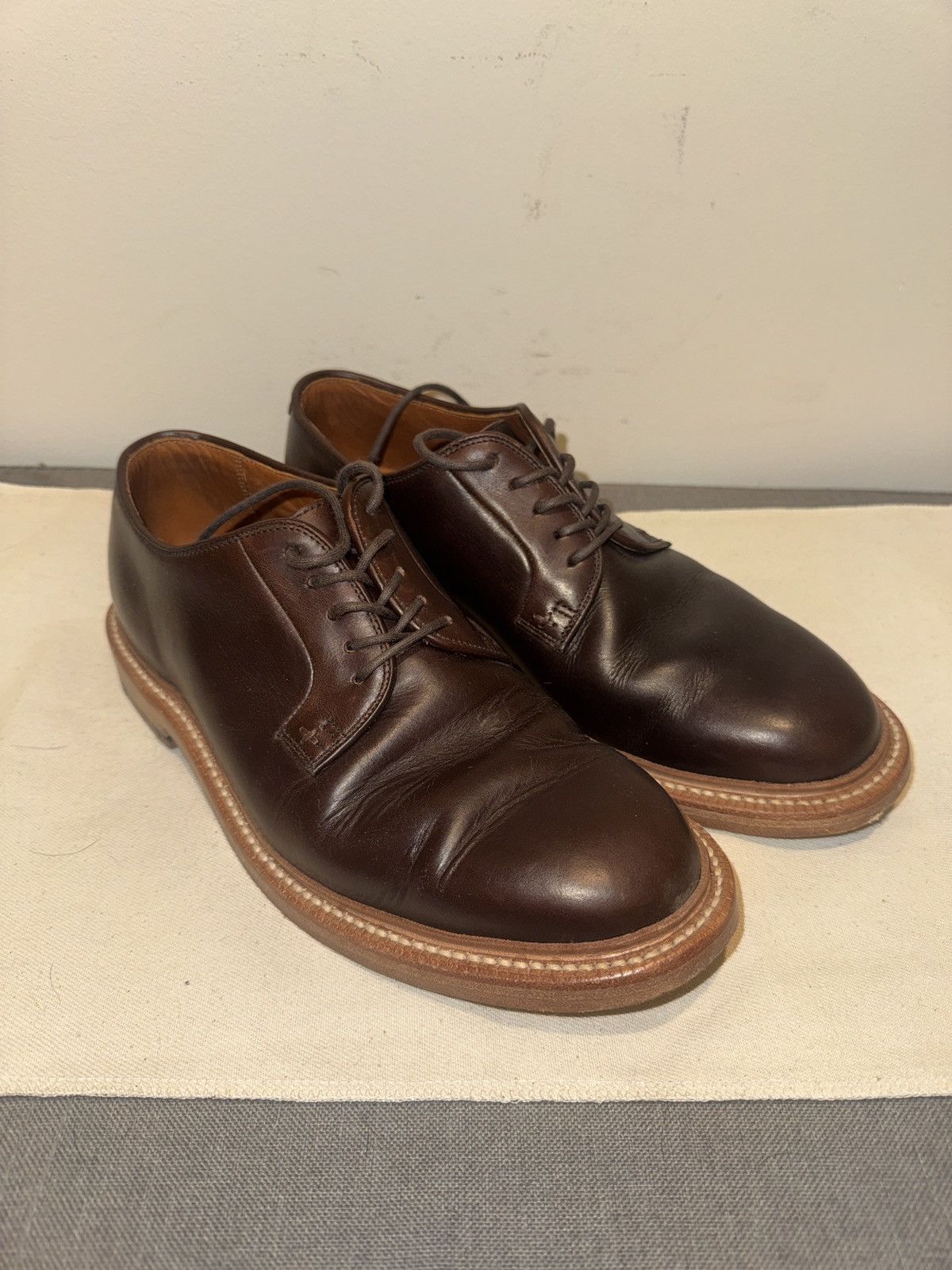 Grant Stone Grant Stone Plain Toe Blucher Horween Crimson CXL 6.5E Size US 6.5 / EU 39-40 - 3 Thumbnail