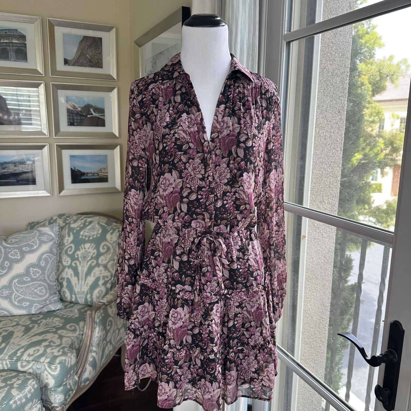 Paige Paige Fernanda Silk Minidress Purple Floral Spring Size XS Size XS / US 0-2 / IT 36-38 - 1 Thumbnail