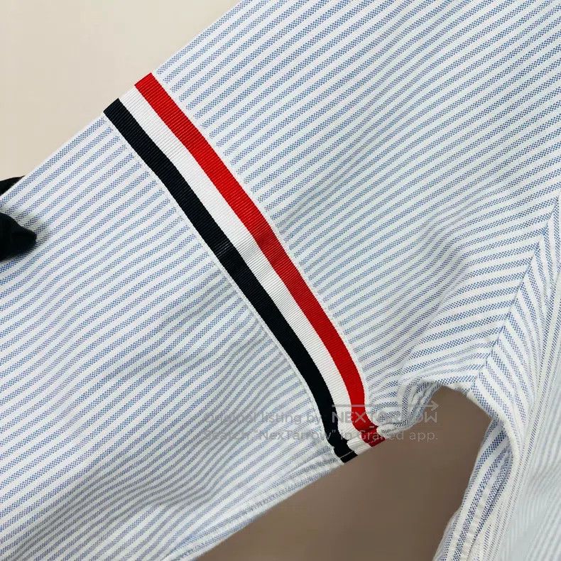 Thom Browne Thom Browne Blue Striped Shirt Size US XS / EU 42 / 0 - 5 Thumbnail