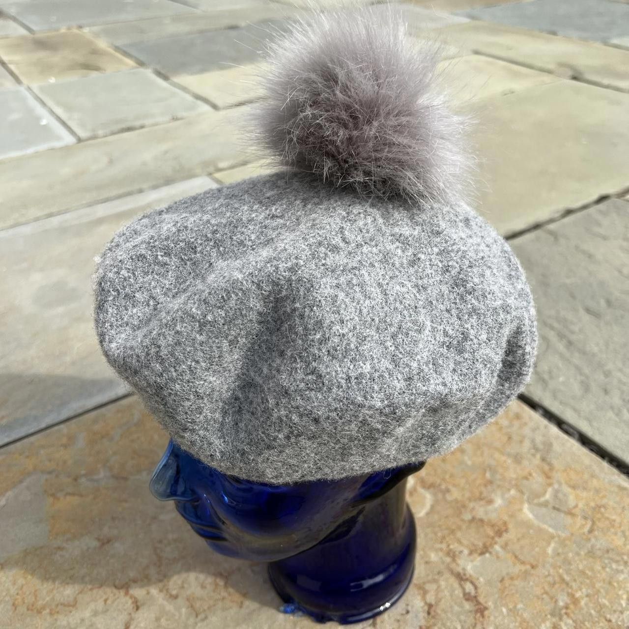 H&M Wool Blend Grey Beret Poof Hat Size ONE SIZE - 3 Thumbnail
