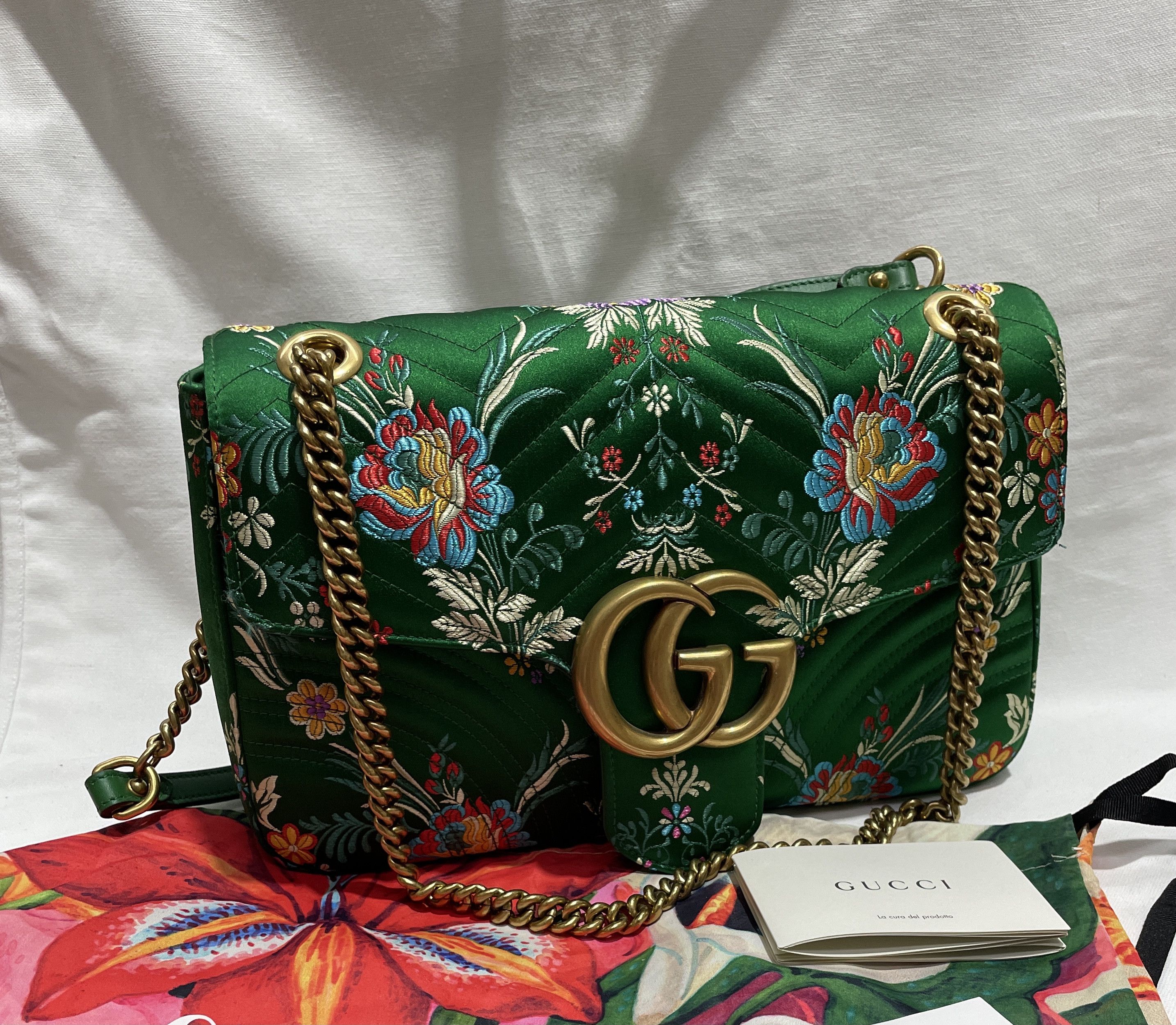 Gucci GG Marmont Flap Floral Print Shoulder Bag
