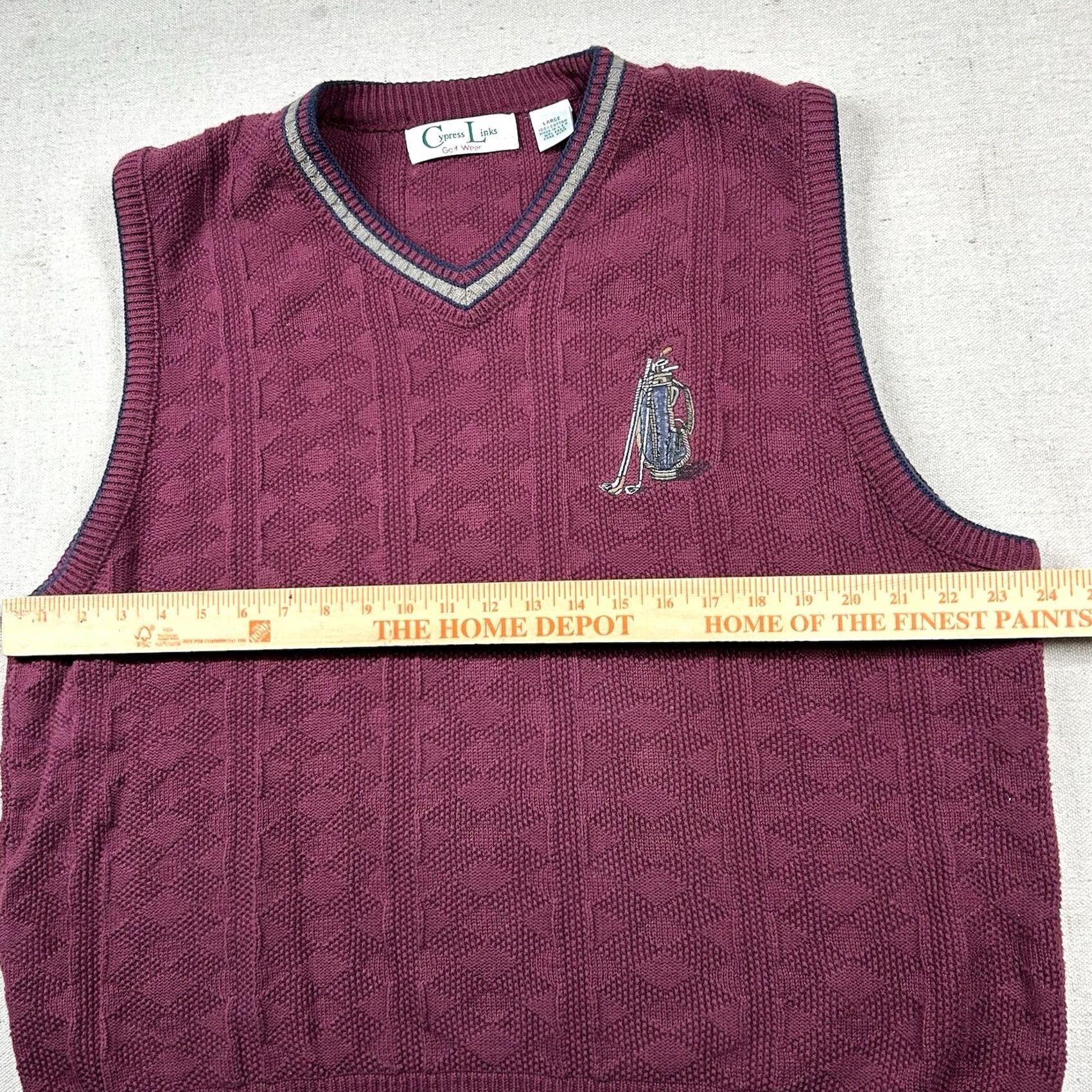 Vintage VINTAGE Cypress Links Sweater Mens L Golf Wear Vest Embroidered Maroon Textured Size US L / EU 52-54 / 3 - 6 Thumbnail