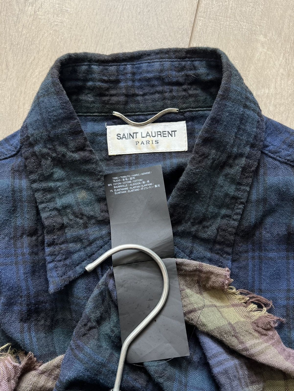 Hedi Slimane × Saint Laurent Paris 16SS Raw Hem Gradient Plaid Shirt sz XS Size US XS / EU 42 / 0 - 8 Thumbnail