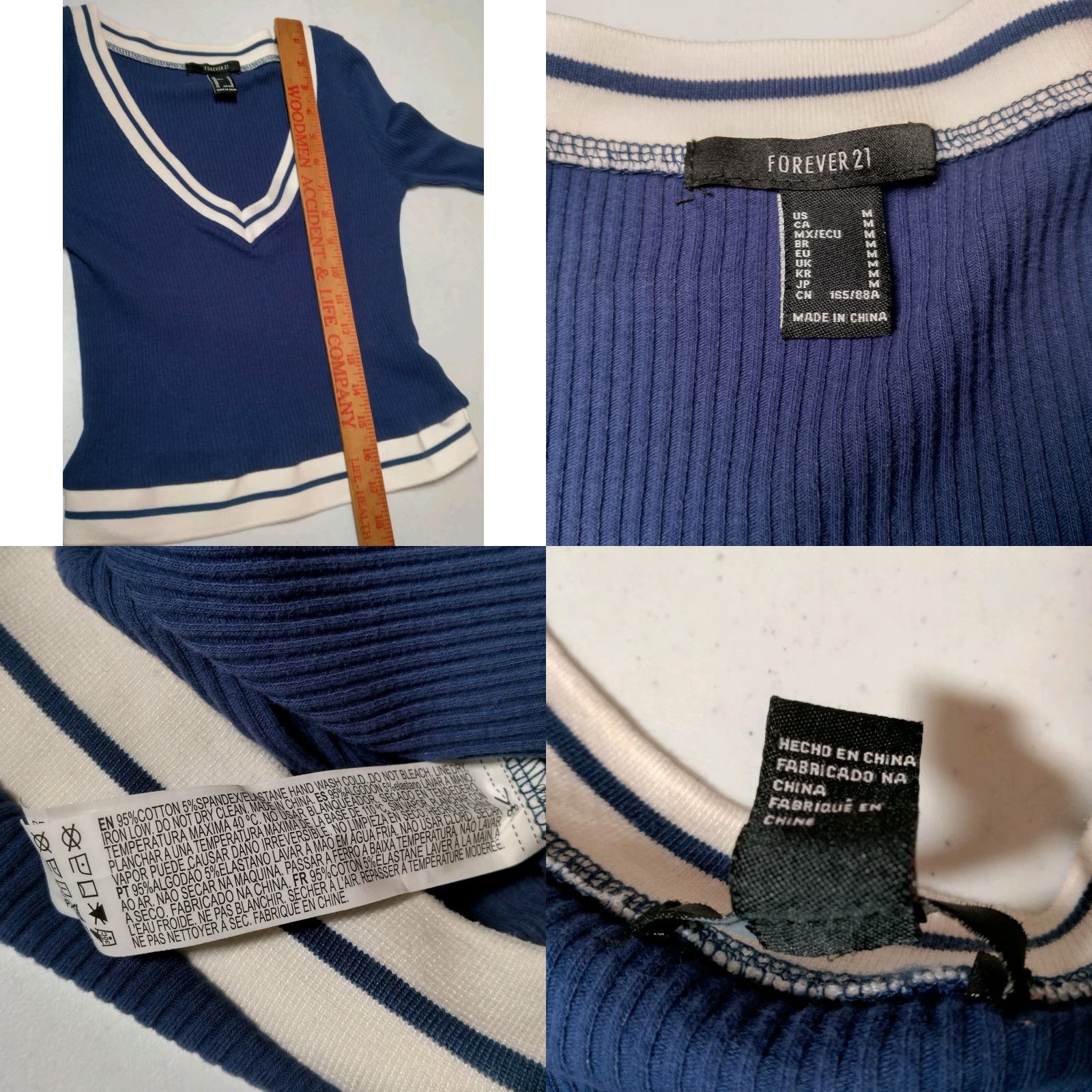 Forever 21 VINTAGE Forever 21 Knit Crop Top Women Juniors Medium Blue Y2K Varsity Slim Fit Size M / US 6-8 / IT 42-44 - 8 Thumbnail