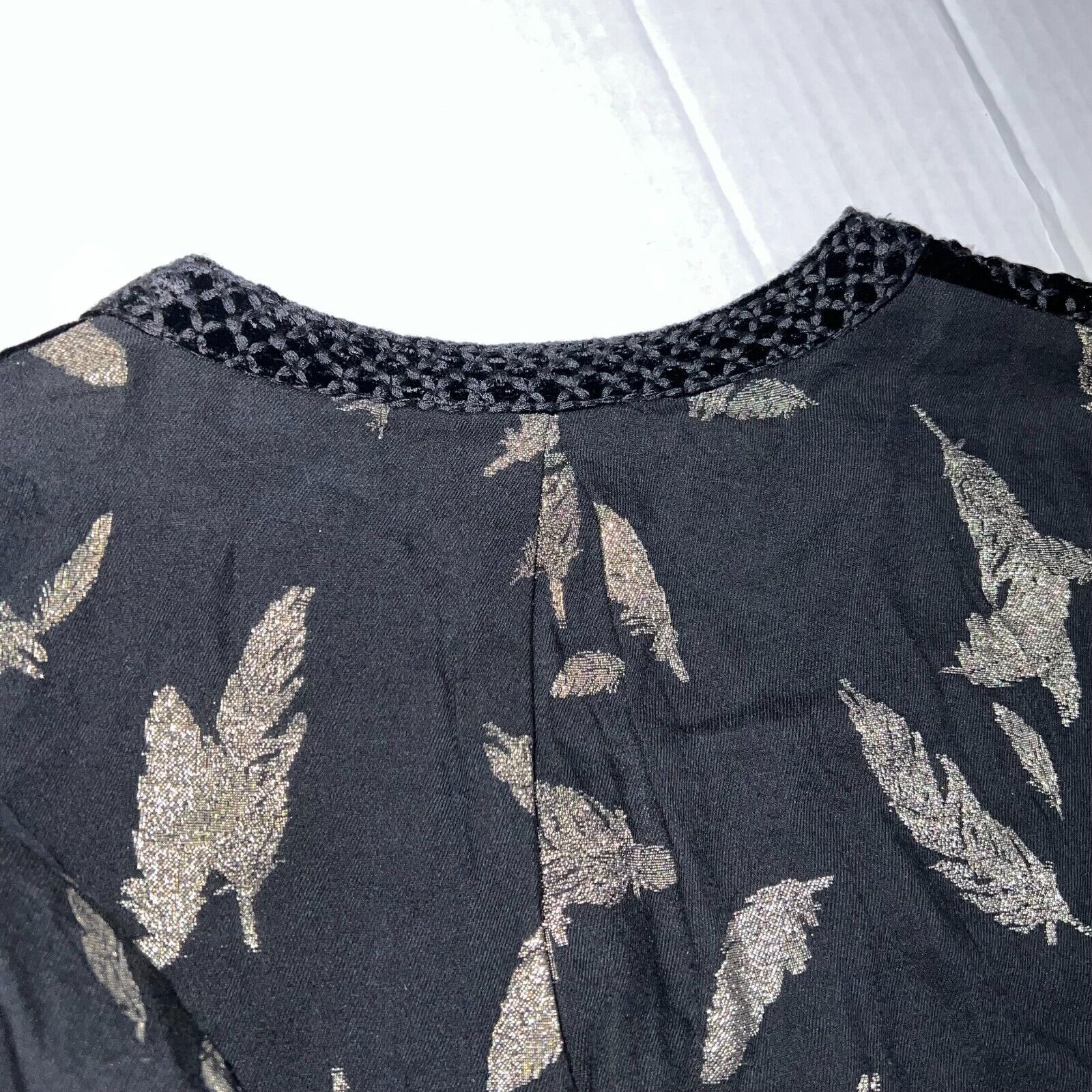 Johnny Was JOHNNY WAS WORKSHOP SZ XL BLACK GOLD FEATHER BELL SLEEVE Size XL / US 12-14 / IT 48-50 - 9 Thumbnail