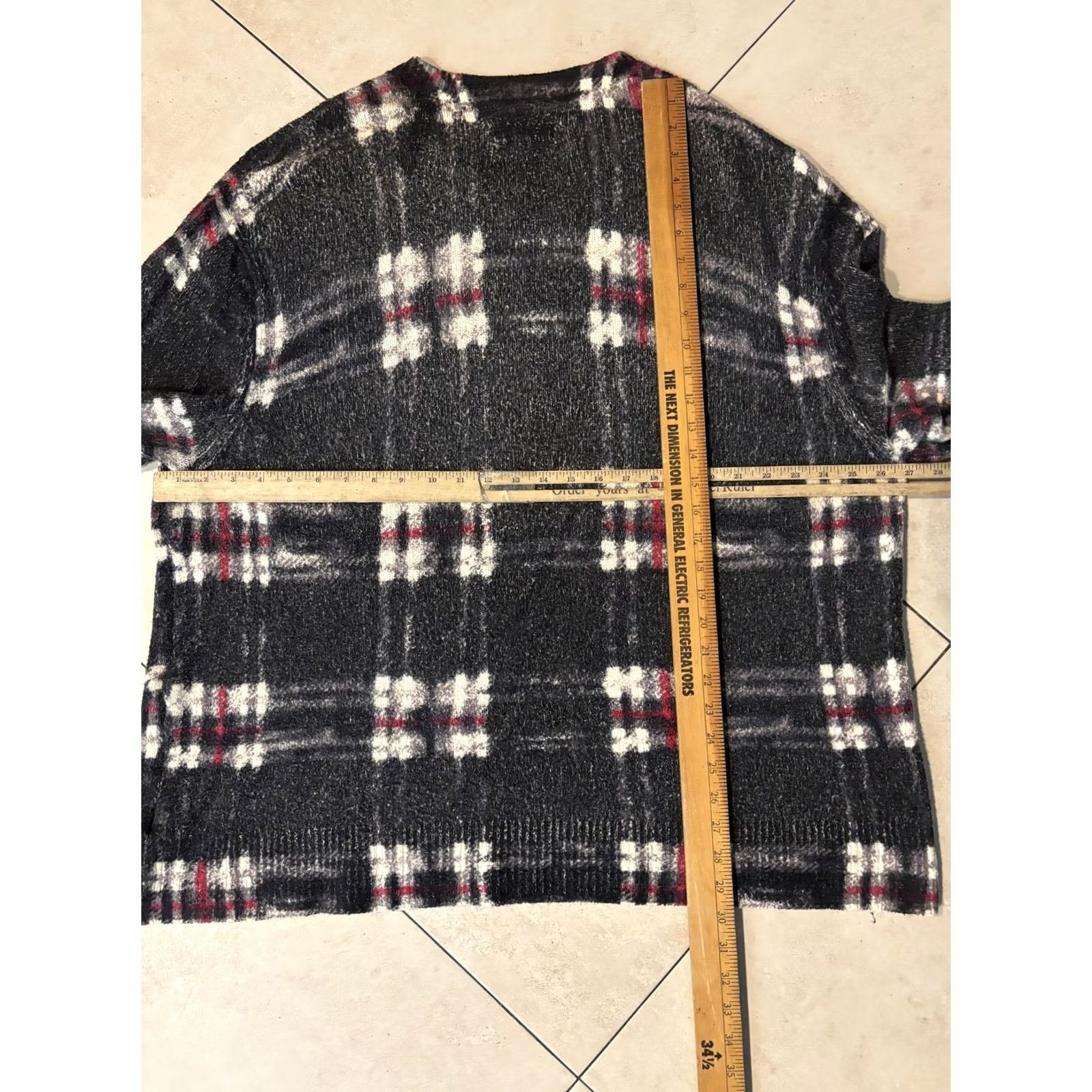 Allsaints AllSaints Sweater Womens XL Gray Plaid Oversized Crew Neck Knit Pullover Size XL / US 12-14 / IT 48-50 - 6 Thumbnail