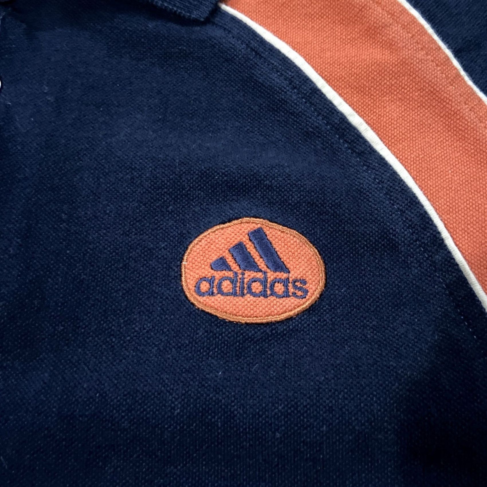 Adidas VINTAGE adidas Velour Polo Shirt Striped Orange Blue Men's 2XL Polo Shirt Velour Cotton Blend Logo Short Sleeve Collared Regular Vintage YES Mens Size US XXL / EU 58 / 5 - 2 Thumbnail