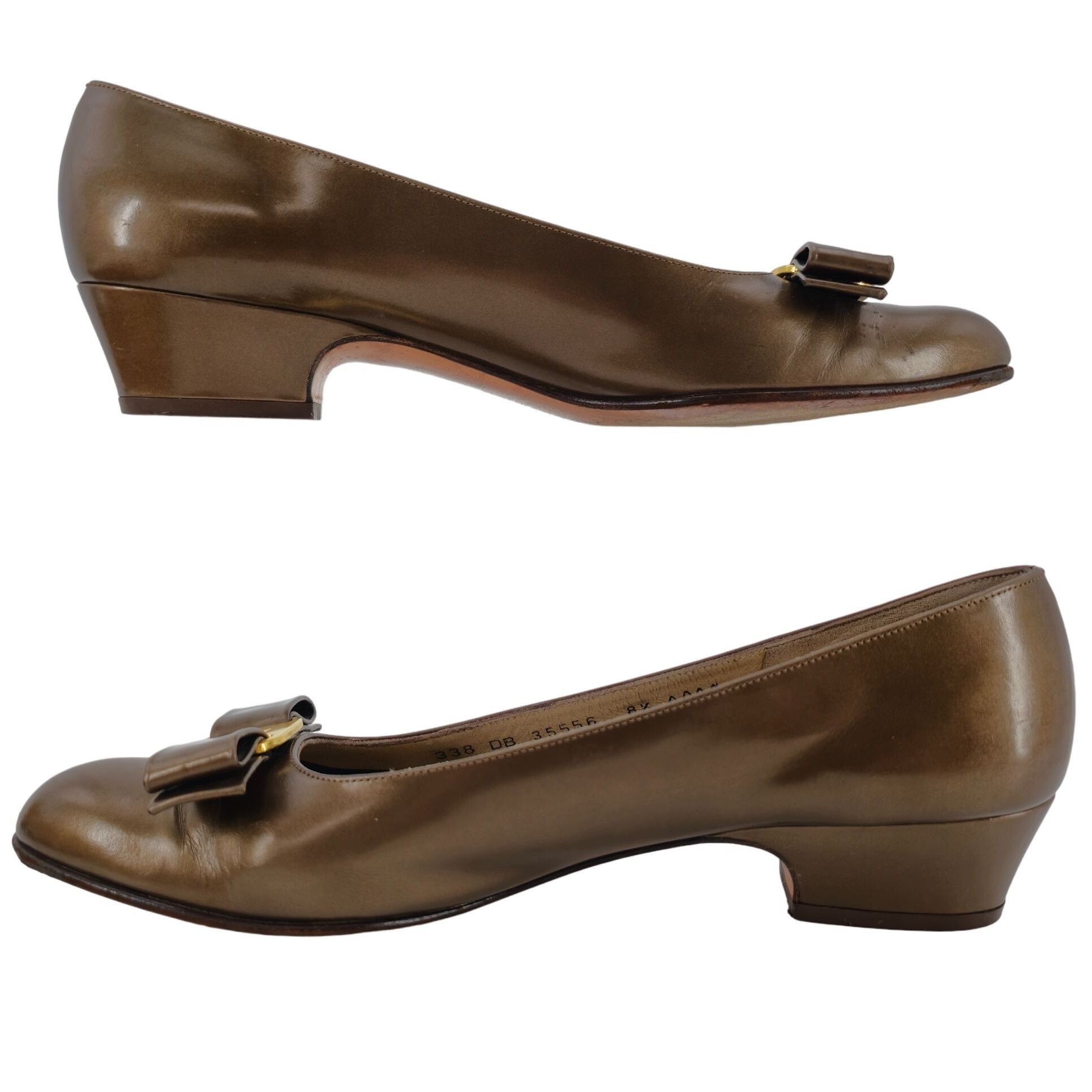 Salvatore Ferragamo Vintage Salvatore Ferragamo Bronze Vara Bow Pumps Womens 8.5 Size US 8.5 / IT 38.5 - 7 Thumbnail