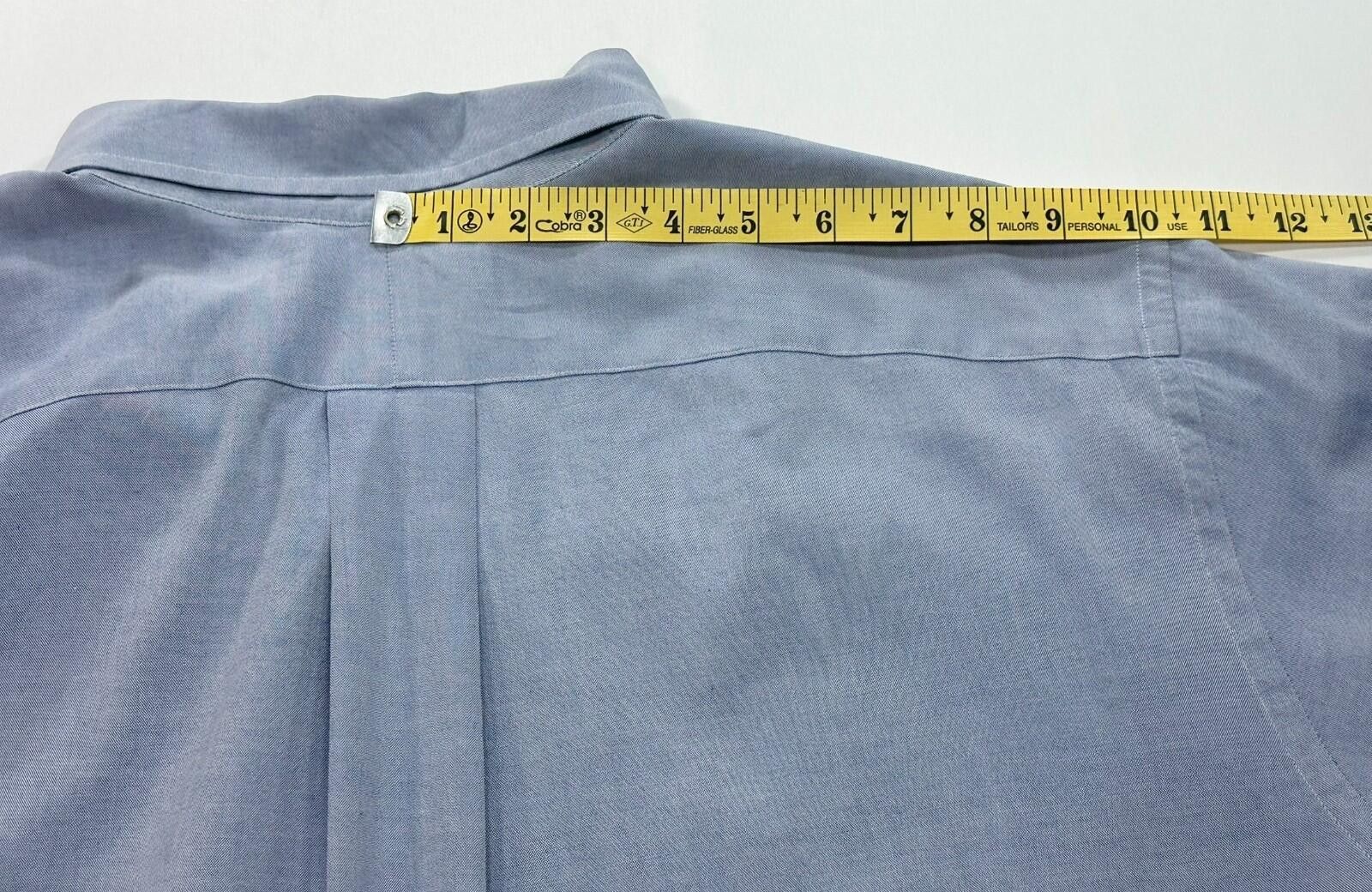 Jos. A. Bank Jos A Bank 80s 2-Ply Pinpont Button Up Blue Mens XL 17.5/35 Size 44R - 5 Thumbnail