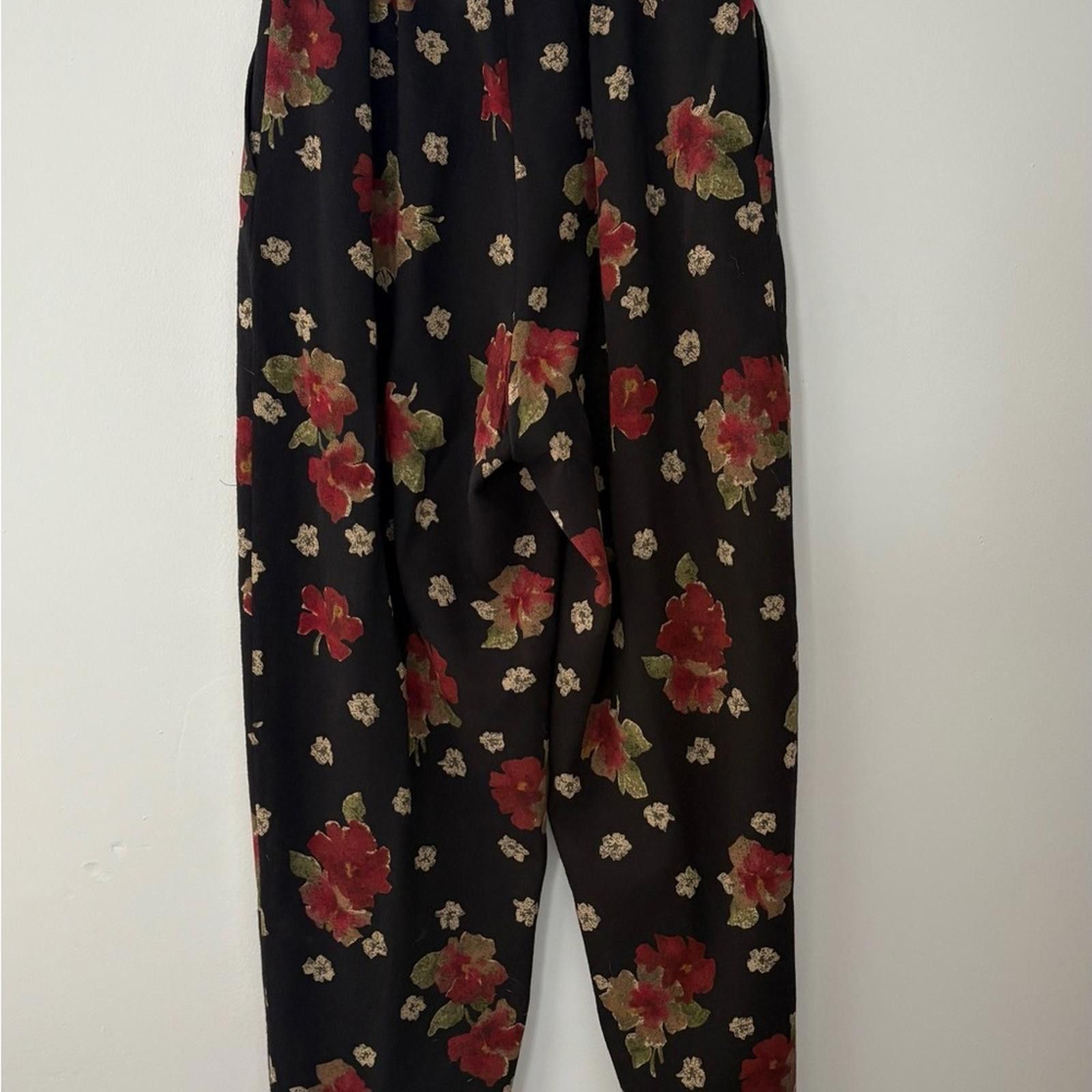 Designer Mariella Burani Women’s sz6 100% Wool Floral Pants Vintage Size 28" / US 6 / IT 42 - 4 Thumbnail
