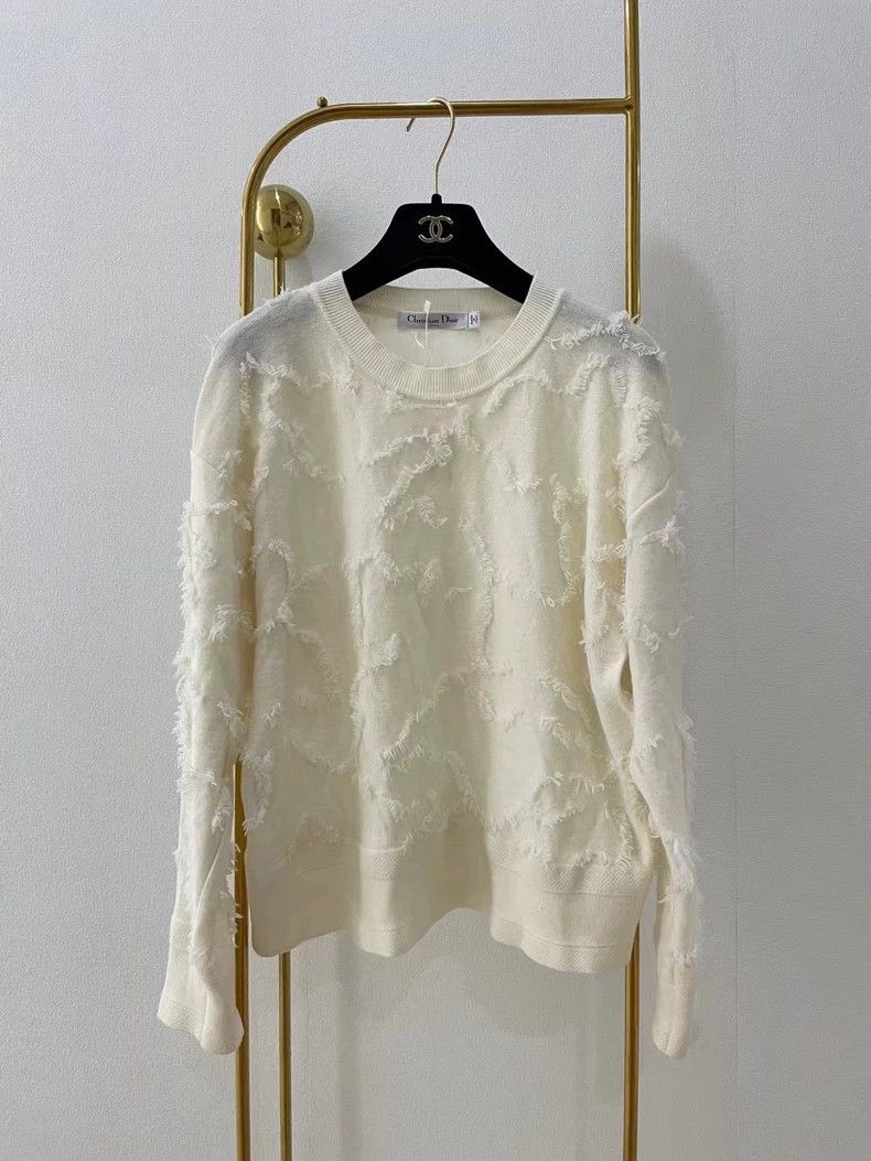 Dior Dior White three-dimensional feather cashmere knitwear swe Size XS / US 0-2 / IT 36-38 - 1 Thumbnail