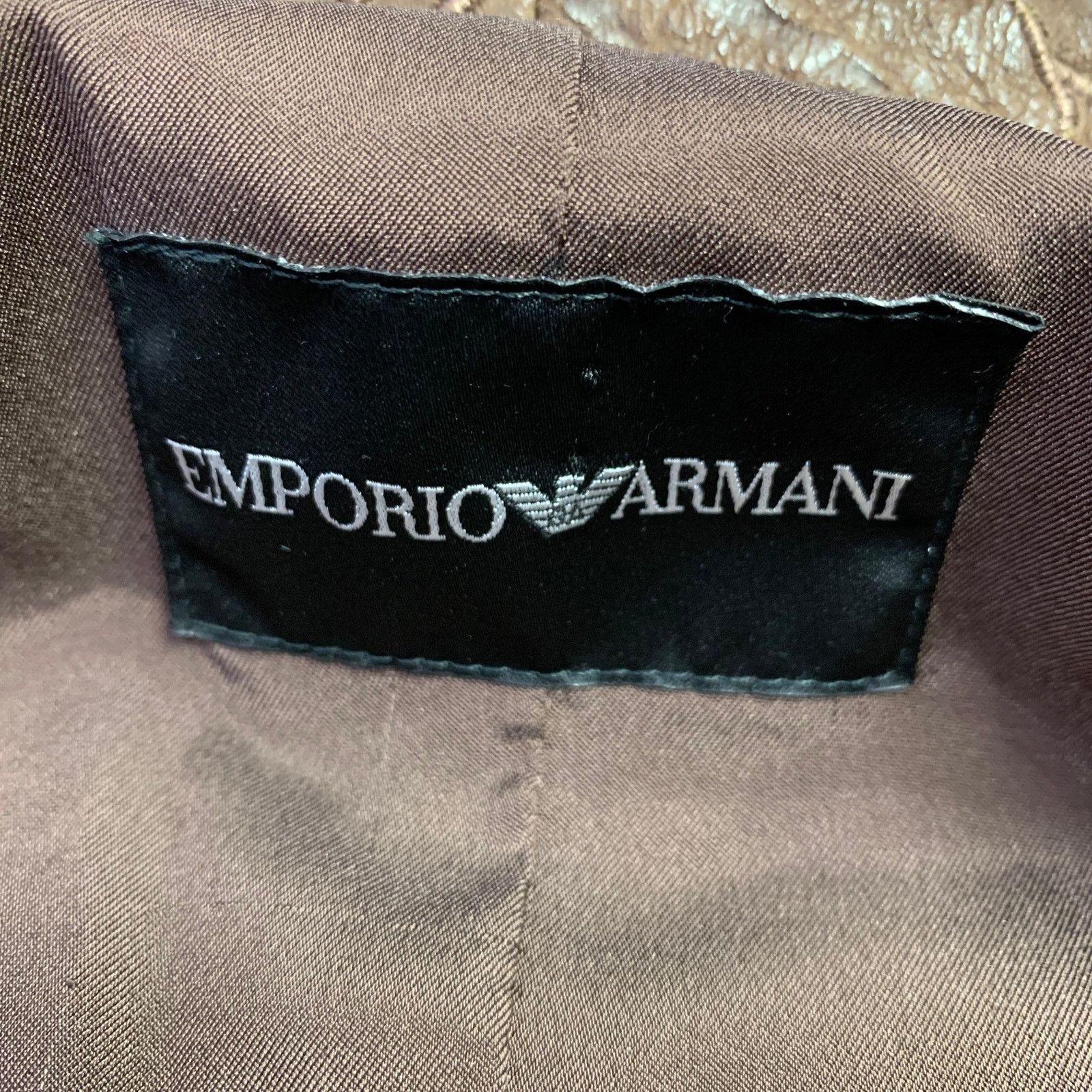 Emporio Armani Brown Lambskin Leather Embroidered Single Breasted Coat Size M / US 6-8 / IT 42-44 - 5 Thumbnail
