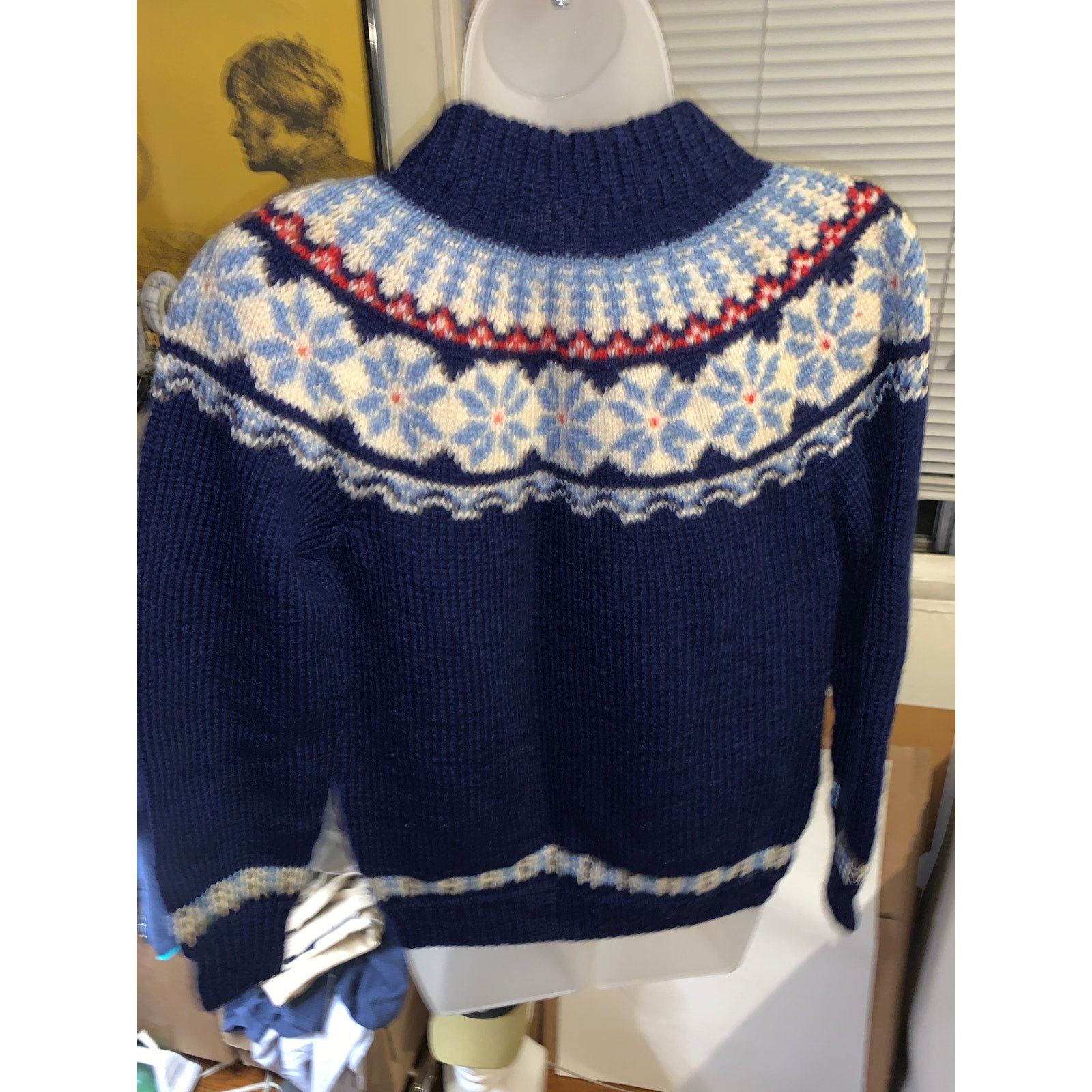 Other × Vintage Vintage Nordic Fair Isle Wool Cardigan Navy Yoke Sweater S Size S / US 4 / IT 40 - 6 Thumbnail