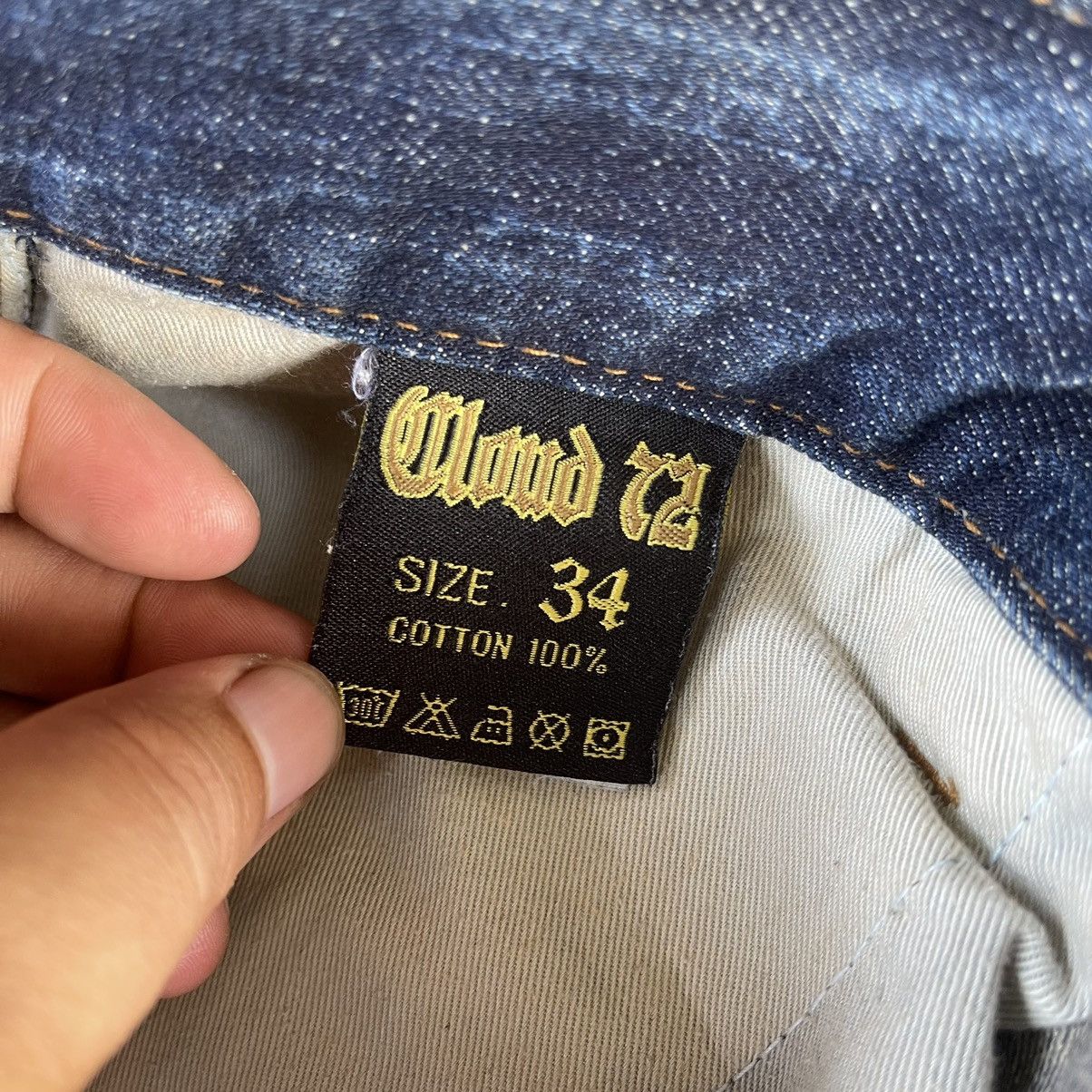 Japanese Brand Cloud 72 Skull Embroidered Jeans Size US 35 - 20 Thumbnail