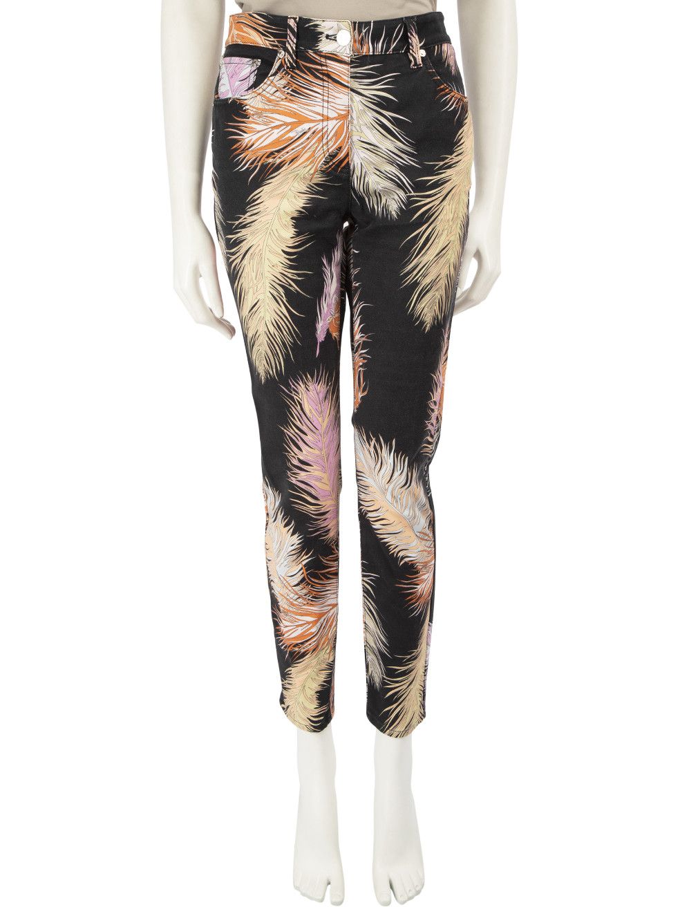 Emilio Pucci Feather Print Skinny Jeans Size 30" / US 8 / IT 44 - 1 Thumbnail