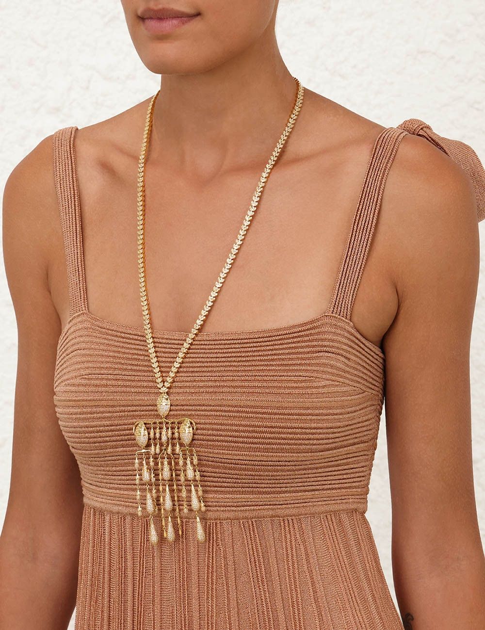 Zimmermann oc11z0525 Ottie Metallic Tie Midi Dress in Brown Size M / US 6-8 / IT 42-44 - 5 Thumbnail
