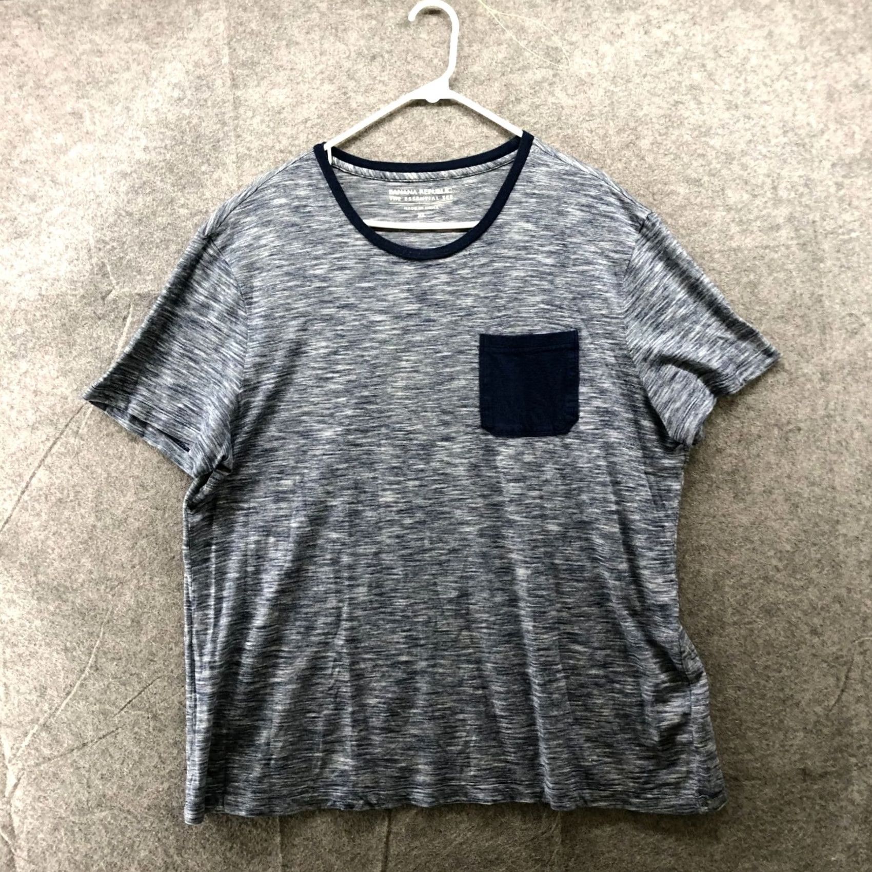 Banana Republic Banana Republic Essential Tee Men XL Blue Short Sleeve T Shirt Heathered Cotton Jersey Pocket Logo Striped Casual Classic Size US XL / EU 56 / 4 - 2 Thumbnail