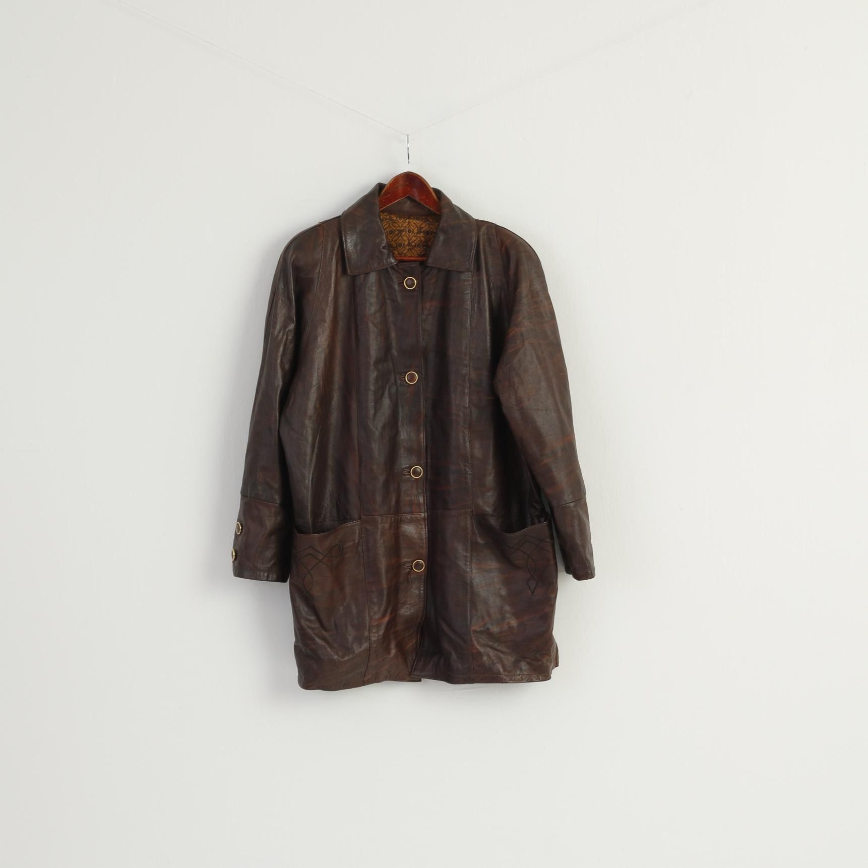 Genuine Leather Leather Stil Confezioni Women L Jacket Brown Soft 8530 Size L / US 10 / IT 46 - 2 Thumbnail
