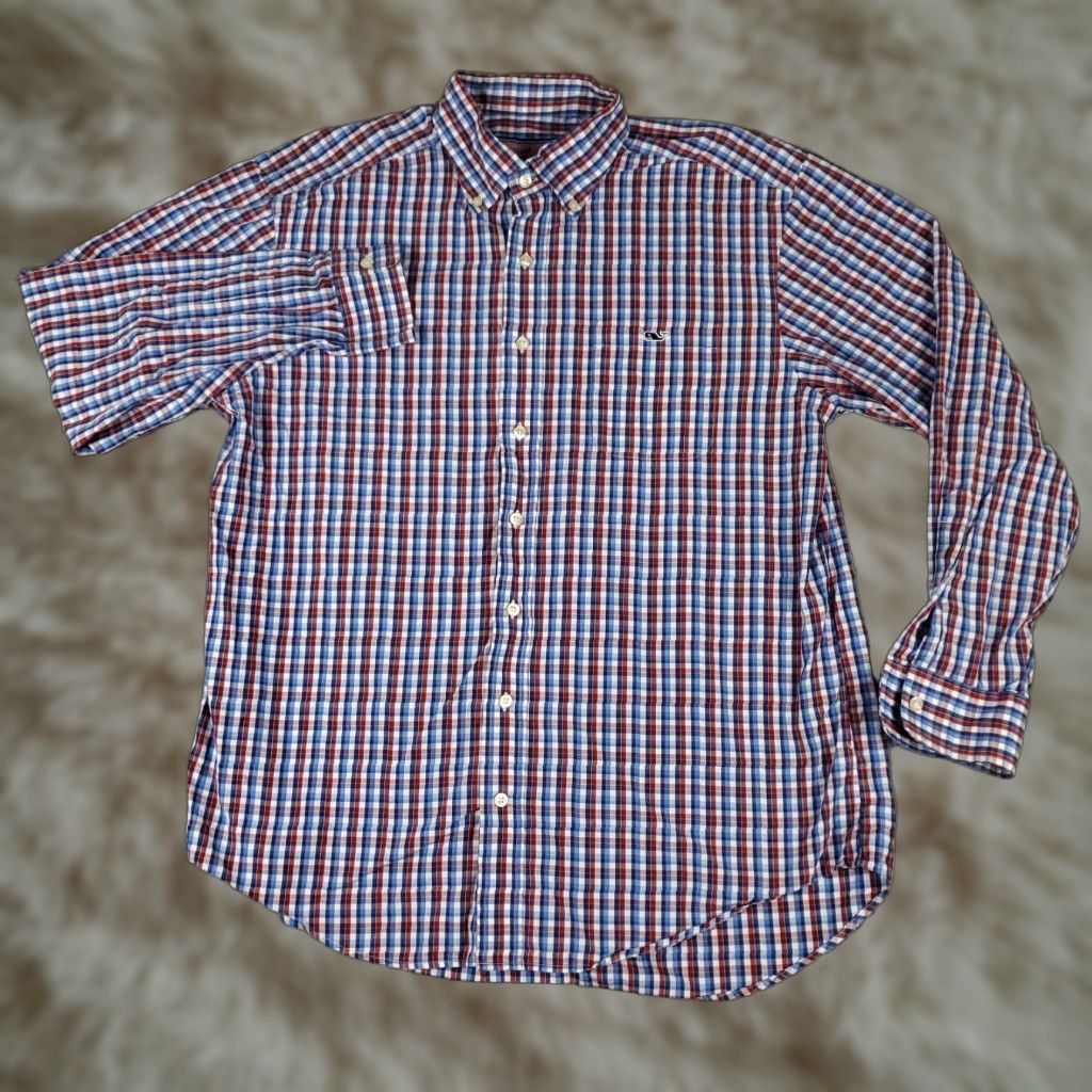 Vineyard Vines Vineyard Vines Shirt Mens Large Red Blue Plaid Slim Fit Button Up Long Sleeve Size US L / EU 52-54 / 3 - 1 Thumbnail
