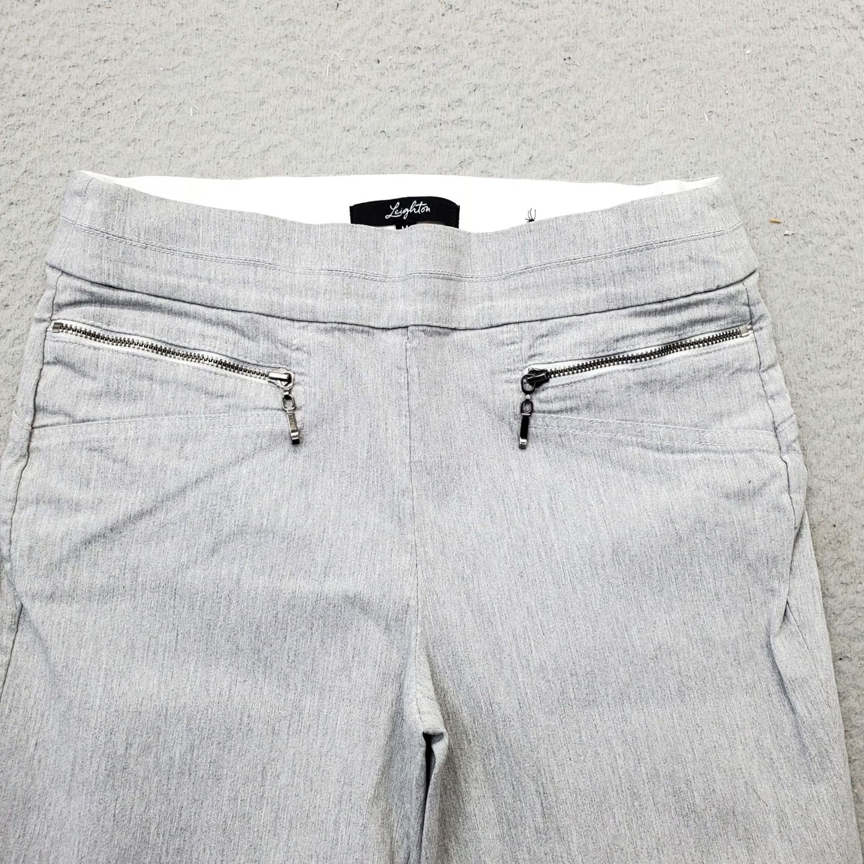 Vintage Leighton Pants Women Medium Gray Rayon Stretch Zipper Pockets High Waist Comfort Size M - Regular Fit, Ankle, Solid, Pockets, Flat Front, Inseam 26.5" Size 32" / US 10 / IT 46 - 6 Thumbnail