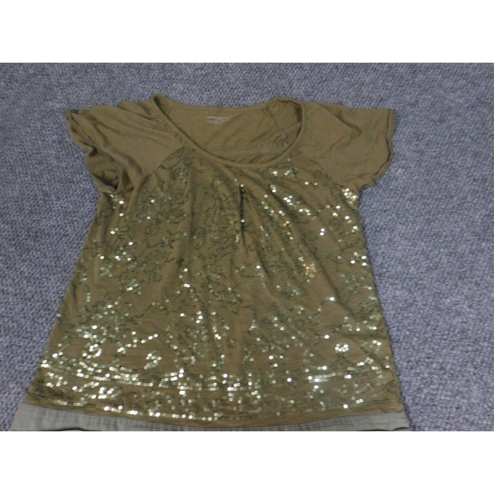 Charter Club Charter Club Blouse Short Sleeve Round Neck Cotton Green PS Petite Womens Button Accent Casual Fit Regular Size S / US 4 / IT 40 - 2 Thumbnail