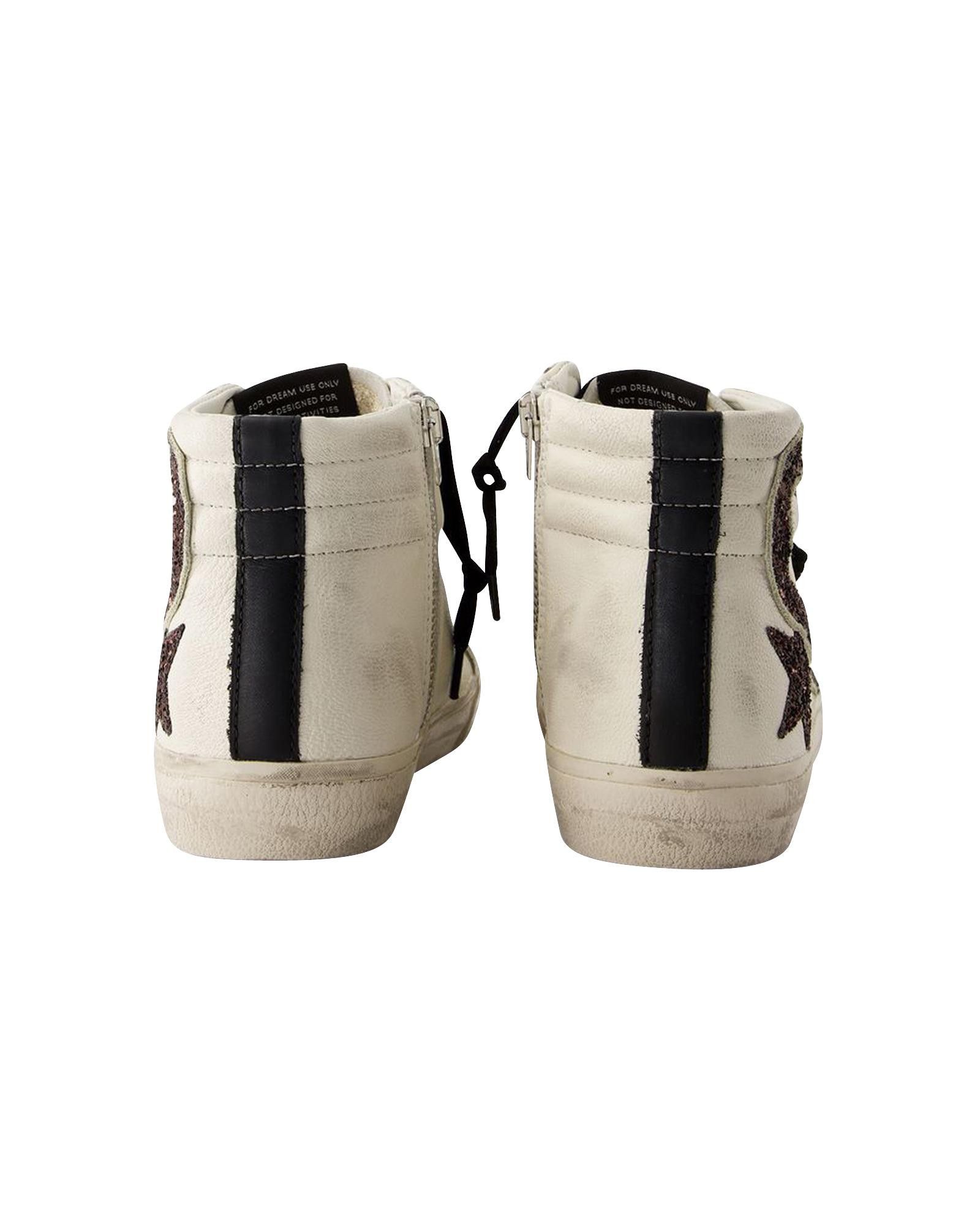 image of Golden Goose Smooth Leather Slide Sneakers With Rubber Sole in White, Women's (Size 11)