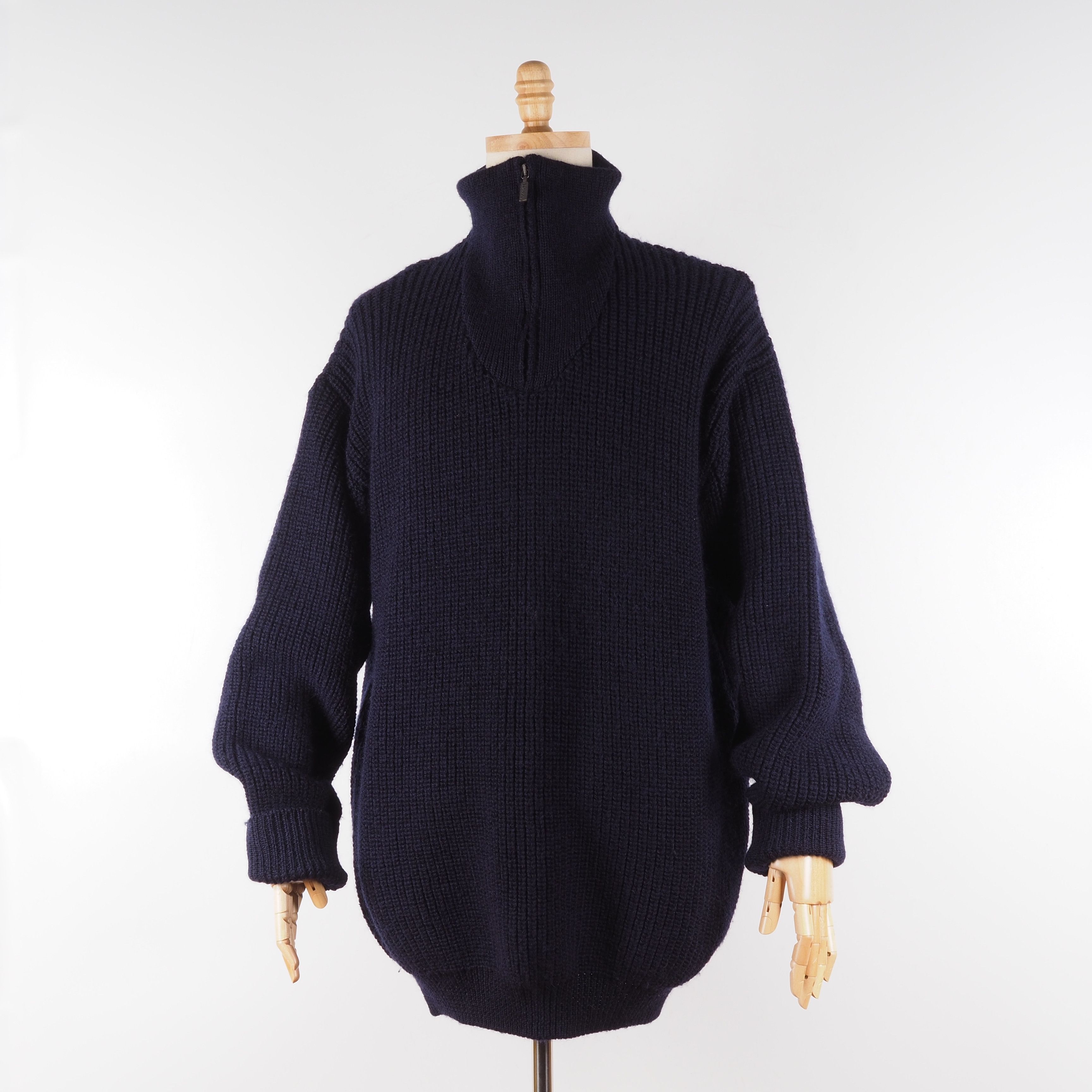Barbour × Vintage Barbour Vintage TYNE ZIP NECK Blue Wool Knit Heavy Sweater Size US L / EU 52-54 / 3 - 2 Thumbnail