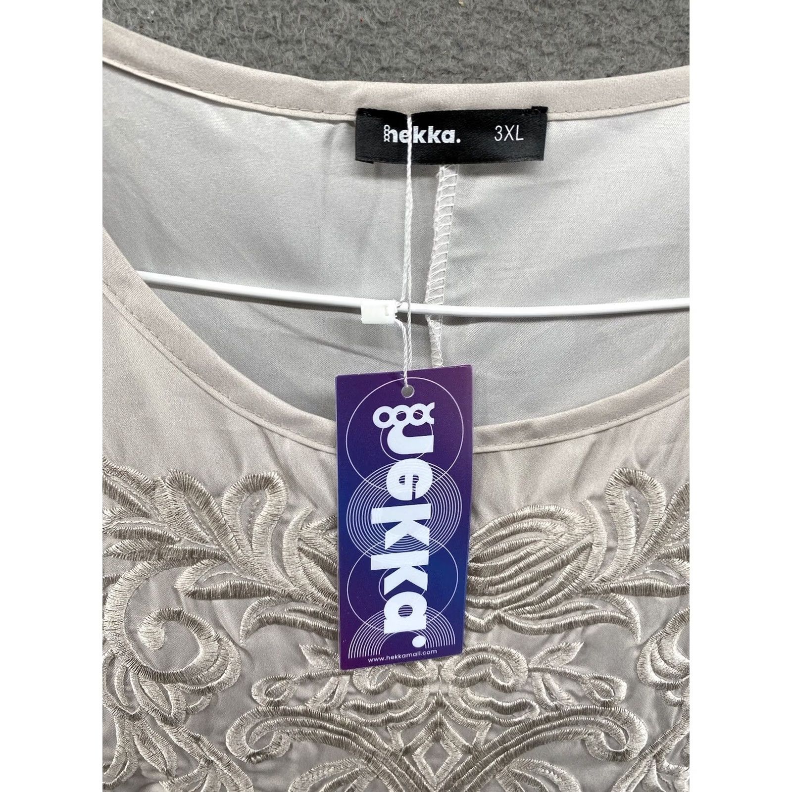Vintage Hekka Women's Embroidered Sleeveless Dress Scoop Neck Long 3XL Gray Tank Dress Womens Size XXL / US 16-18 / IT 52-54 - 3 Thumbnail