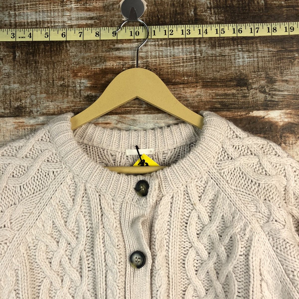 GU × Homespun Knitwear GU Brown Patterned Cardigan cable knitwear japan #A2318 Size M / US 6-8 / IT 42-44 - 4 Thumbnail